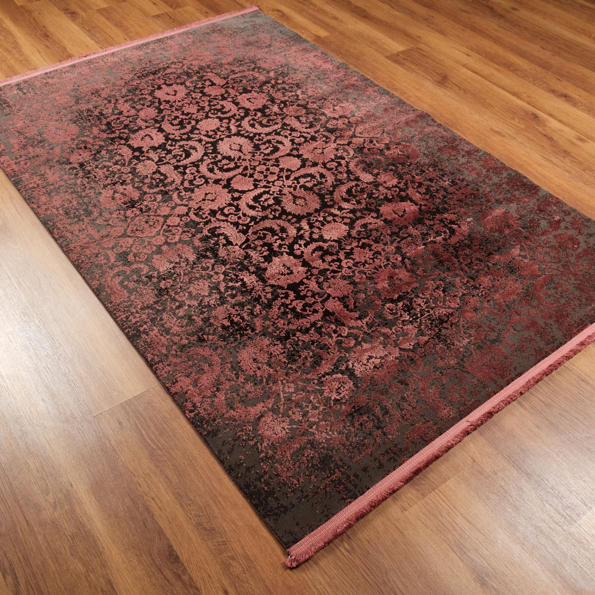 Cordoba Series Machine Woven Floral Pattern Burgundy Rug
