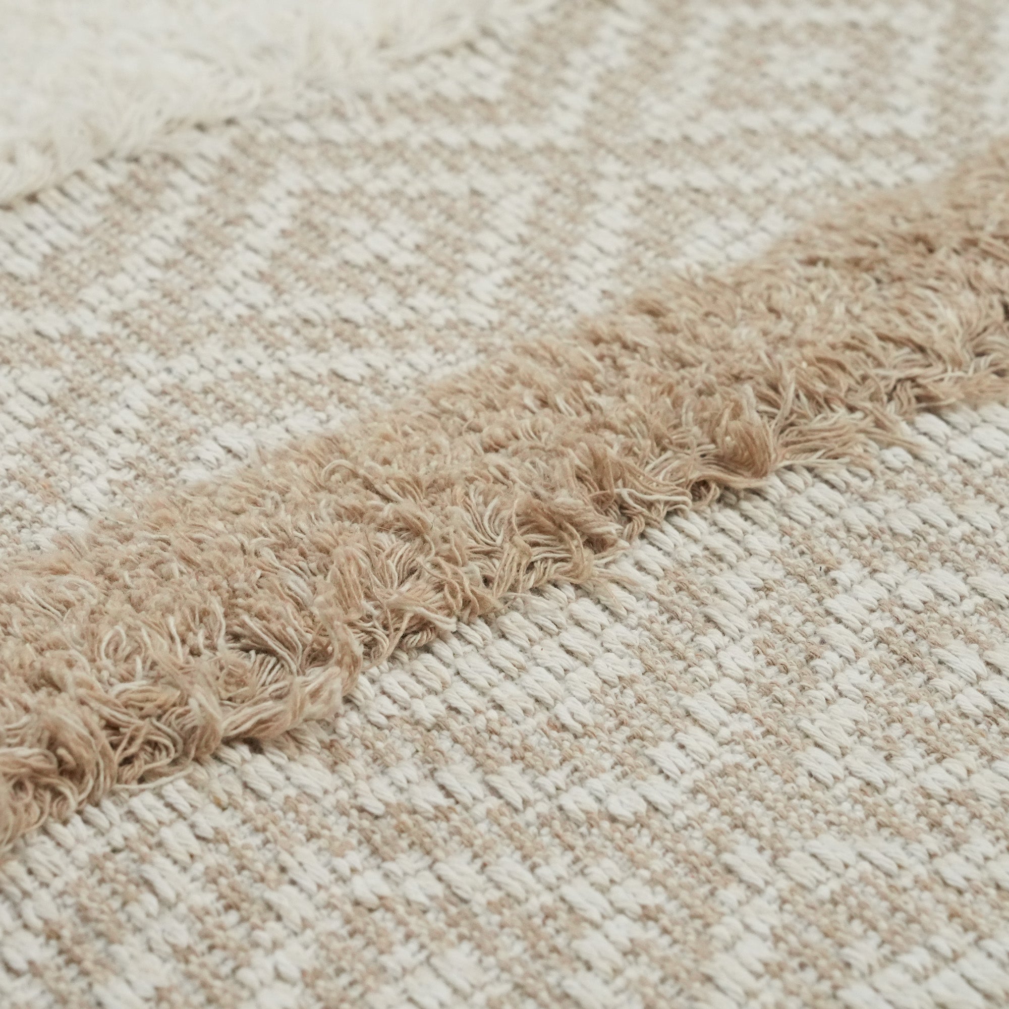 Dublin Series Stripe Patterned Cream Cotton Carpet