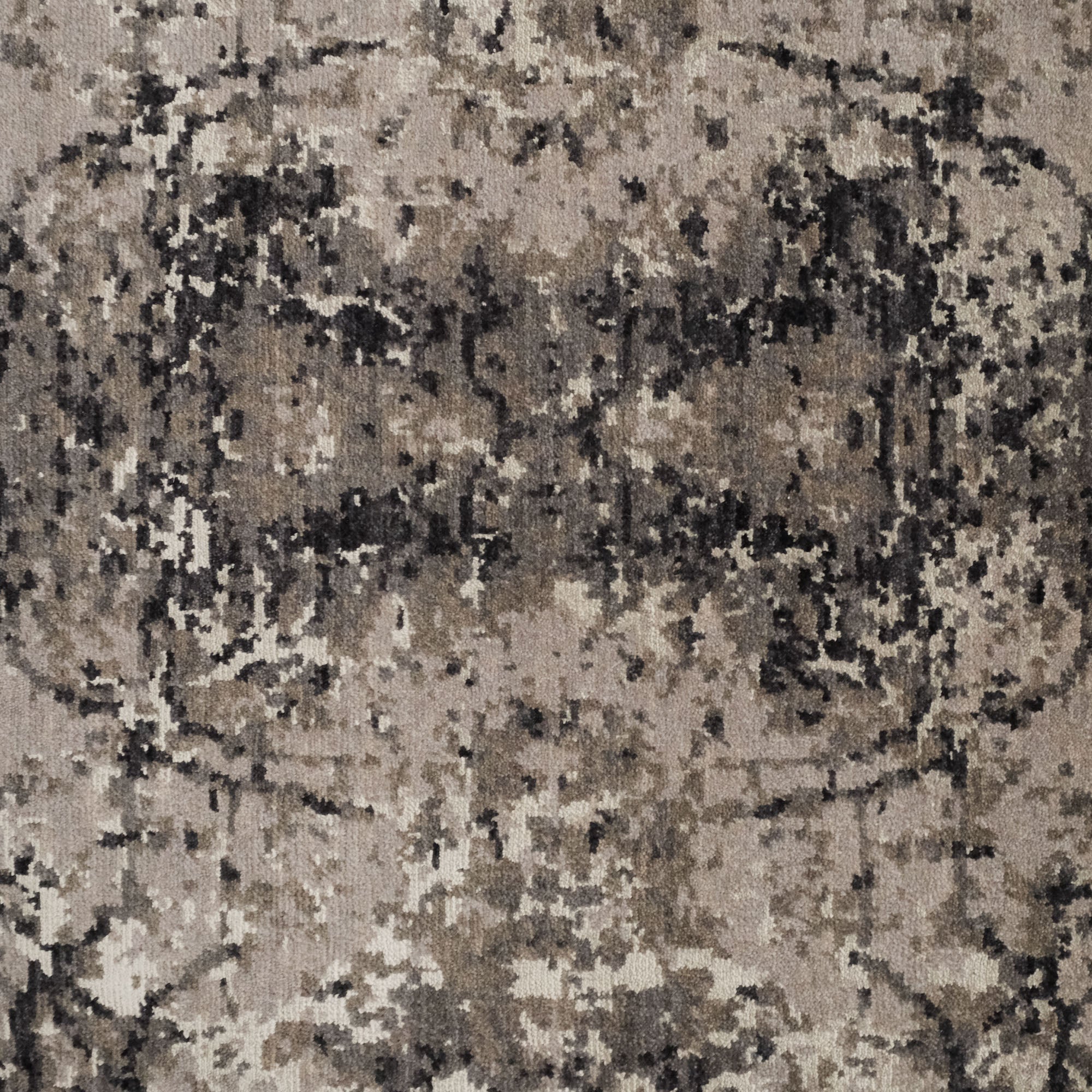 Machine Woven Abstract Patterned Gray Wool Carpet