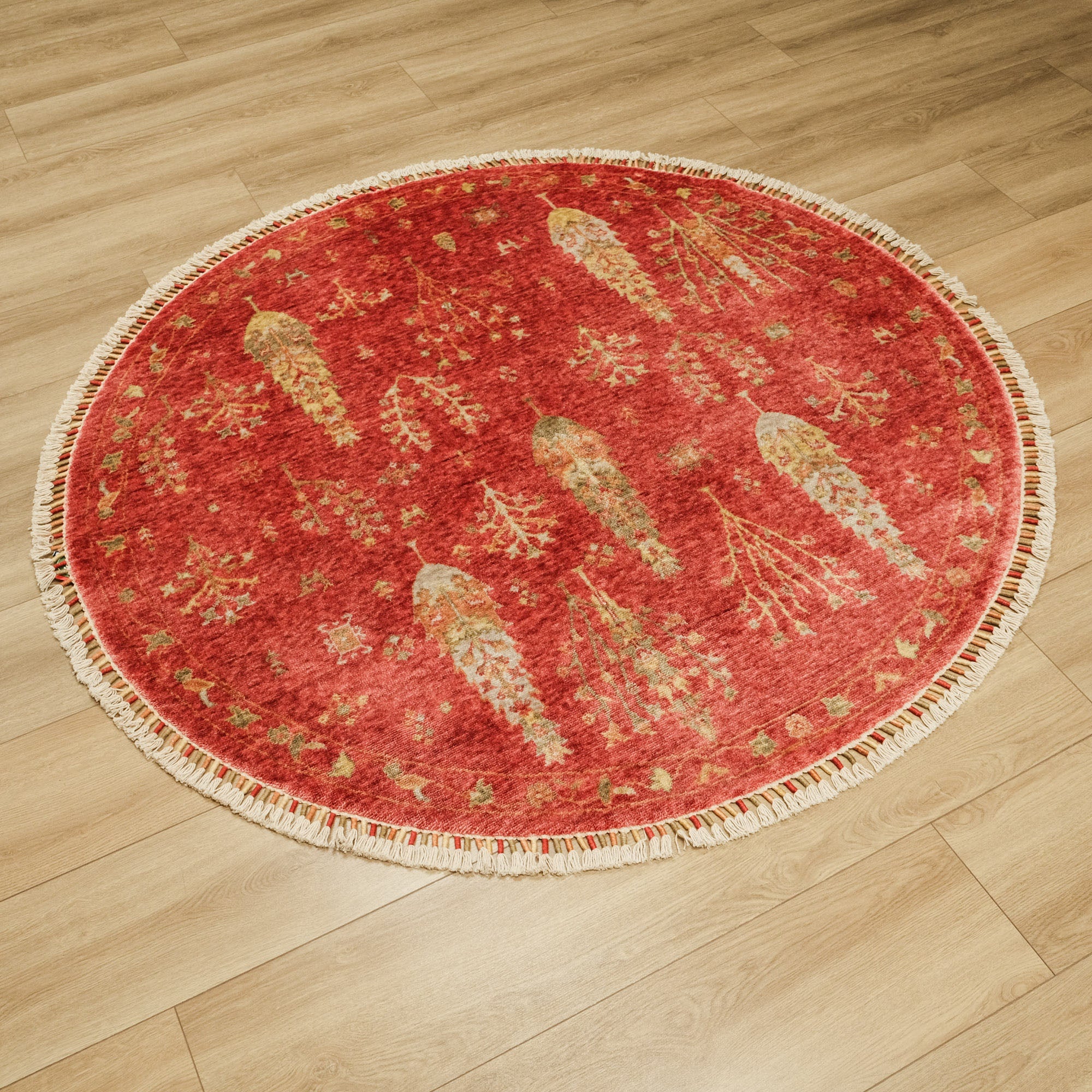 Zara Serisi Otantik Desenli Daire Tezgah Dokuma Halı