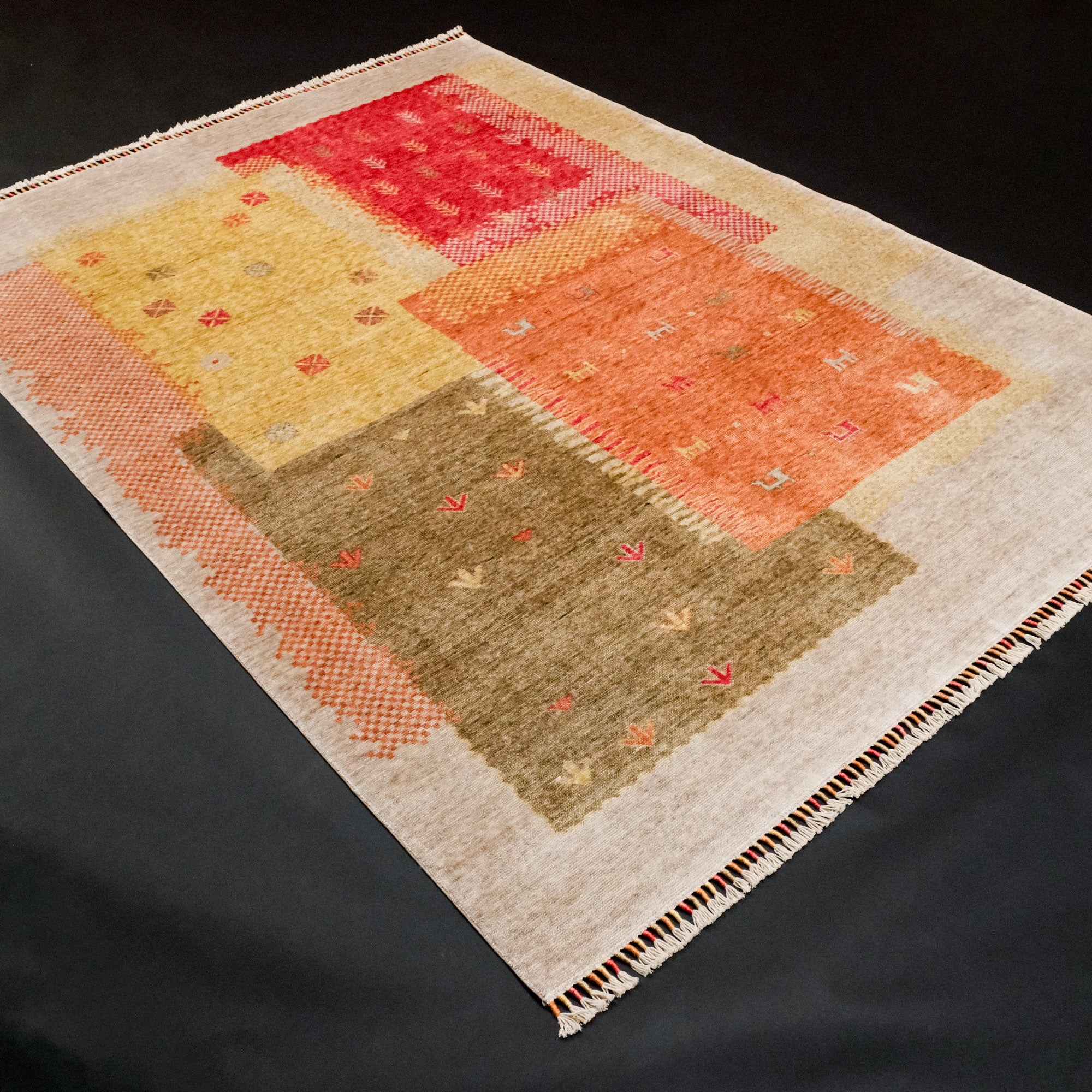 Zara Serisi Patchwork Desenli Tezgah Dokuma Halı