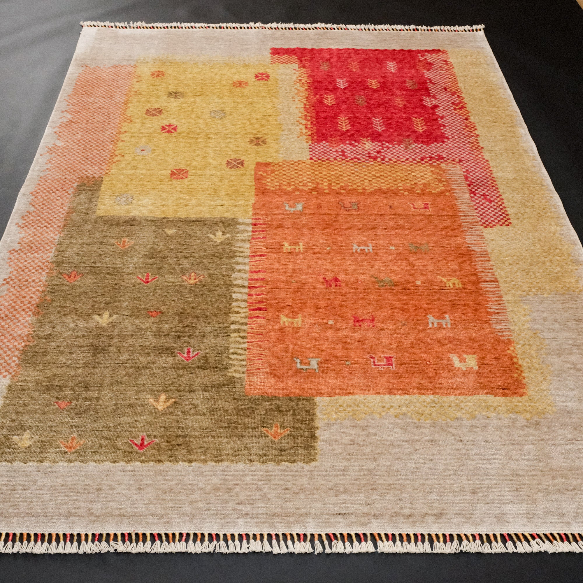 Zara Serisi Patchwork Desenli Tezgah Dokuma Halı