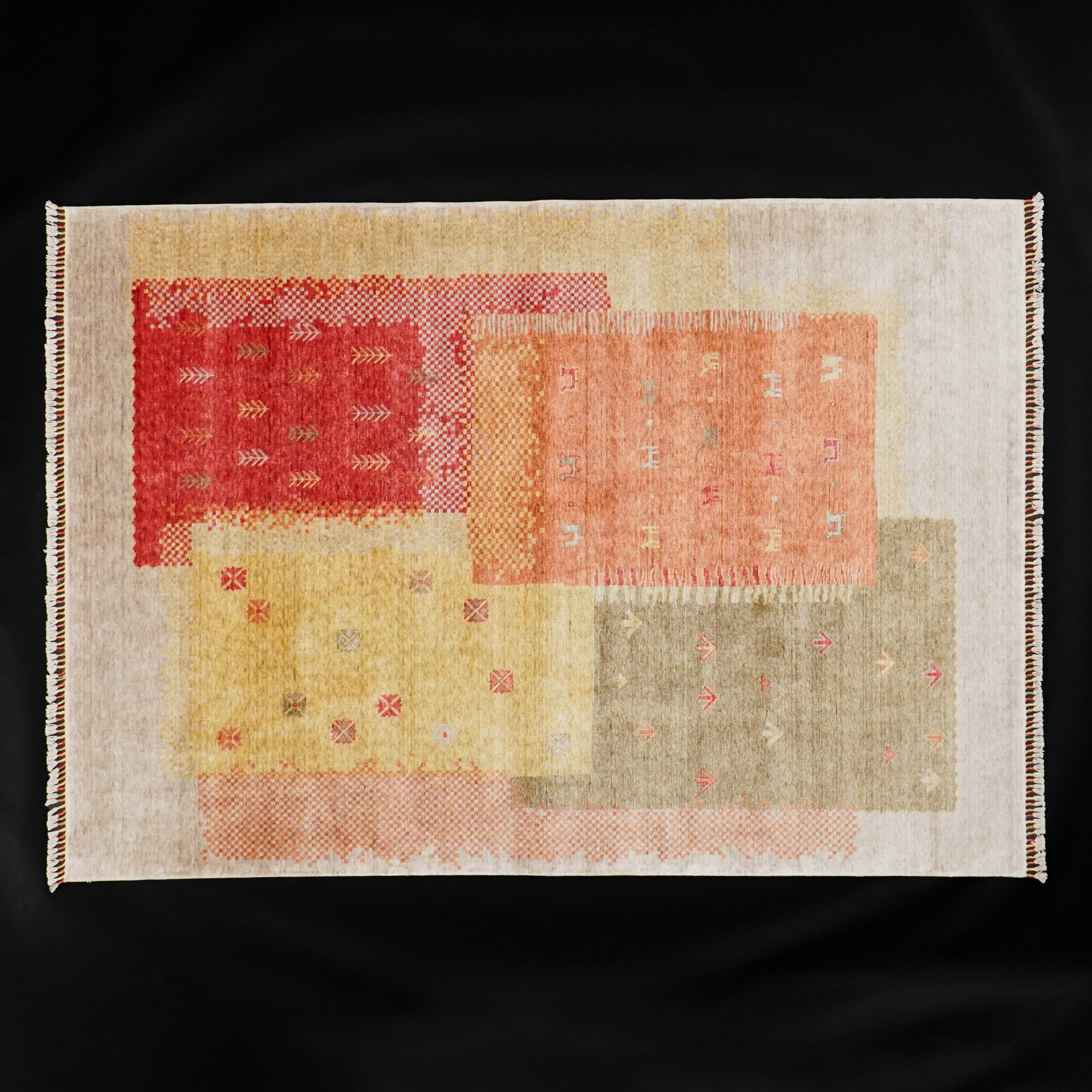 Eco Carpet Zara Machine Woven Bamboo Patchwork Carpet