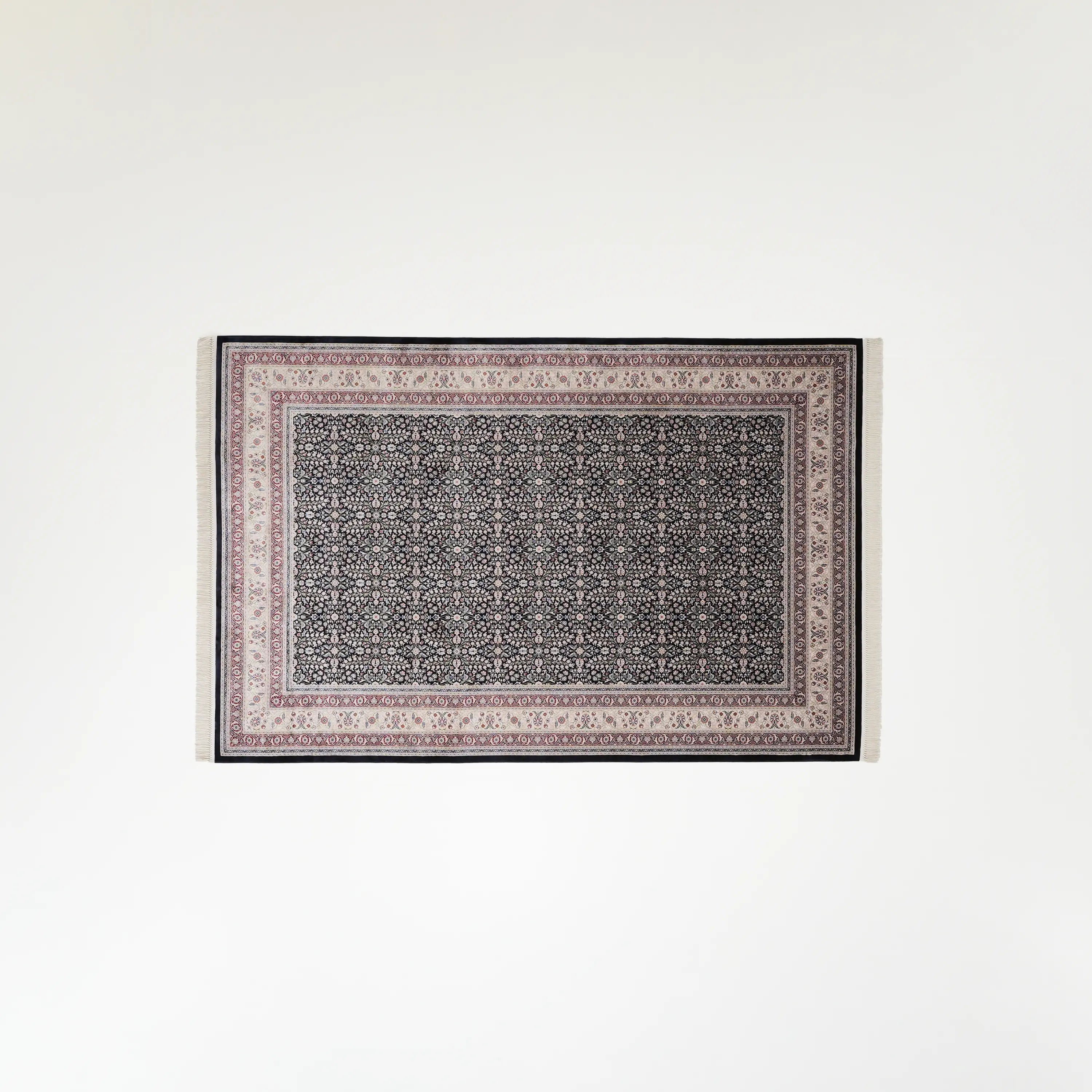 Efsun Series Hereke Patterned Navy Viscose Rug