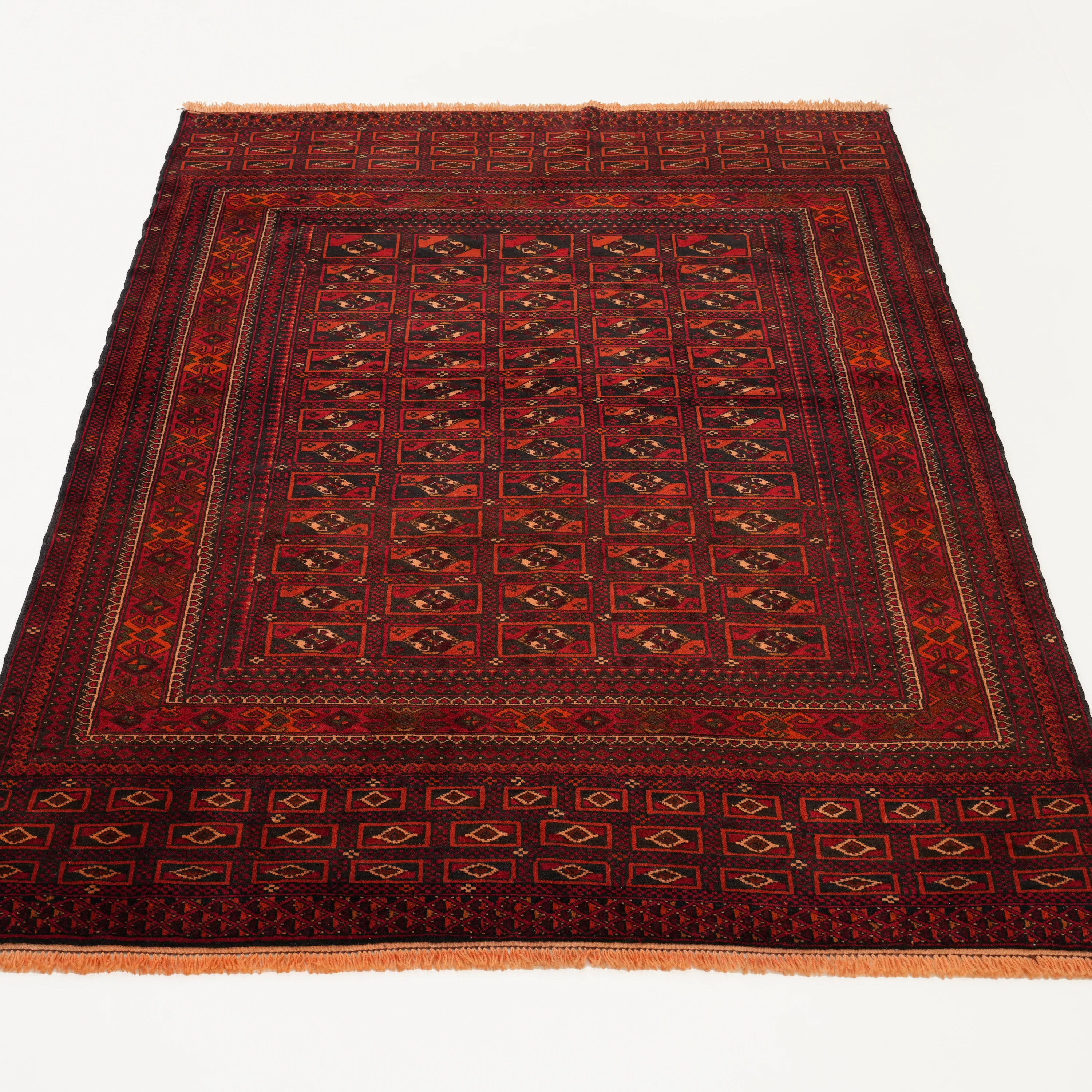 Handwoven Afghan Patterned 70+ Year Old Baloch Herat Rug