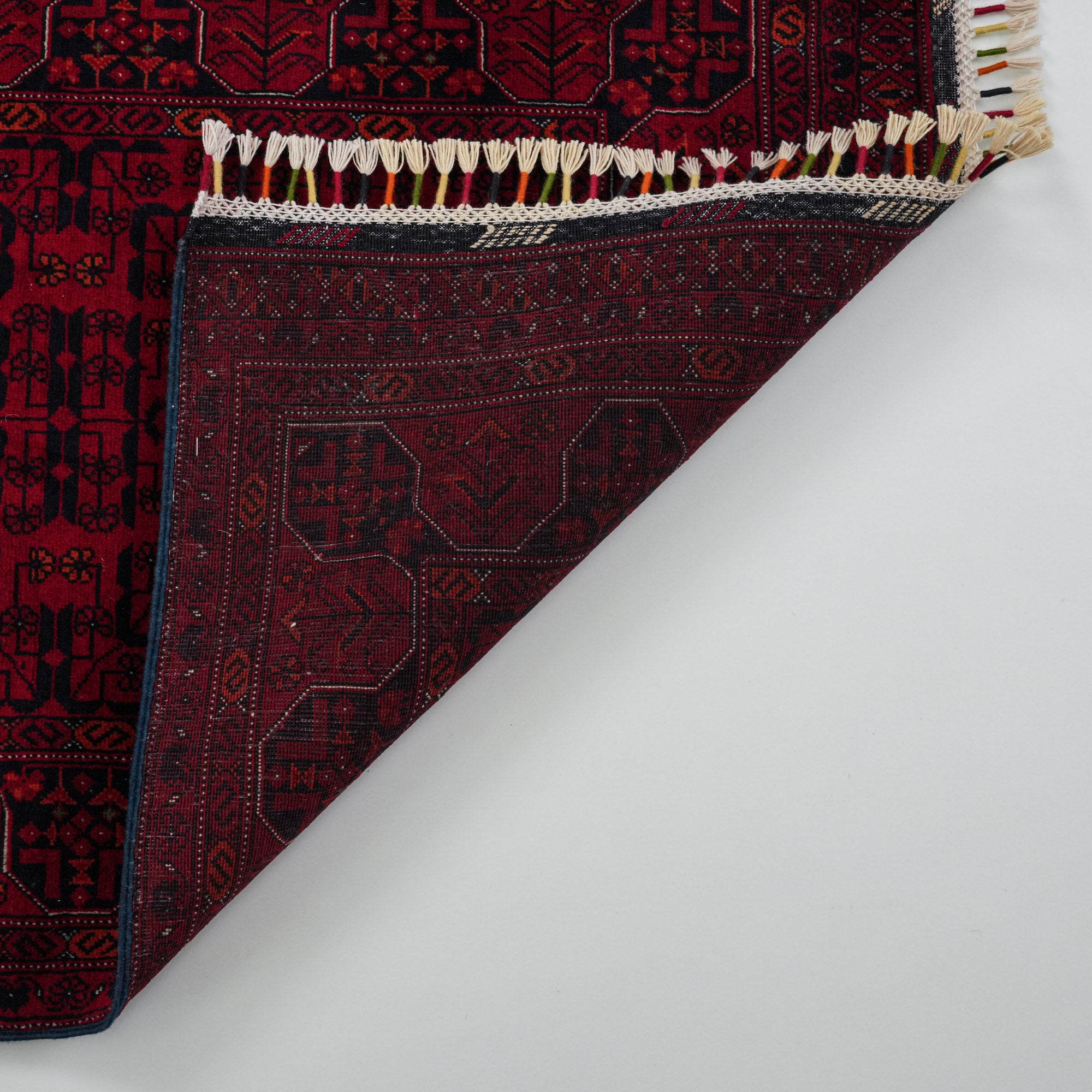 The Handwoven Afghan Patterned Burgundy Wool Bilicik Rug