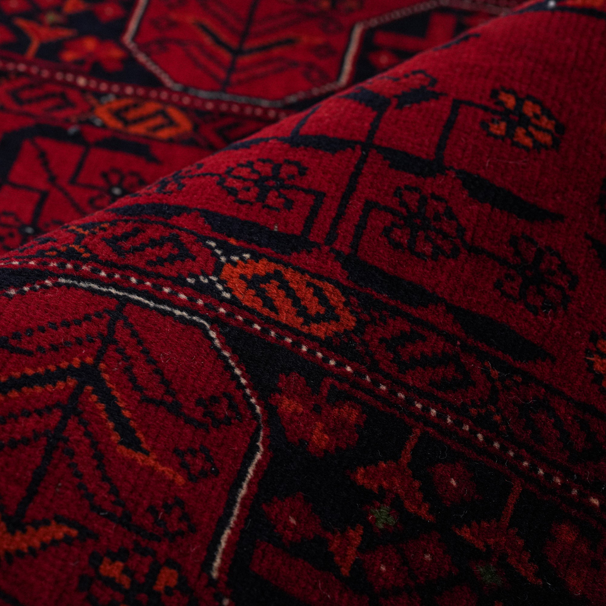 The Handwoven Afghan Patterned Burgundy Wool Bilicik Rug