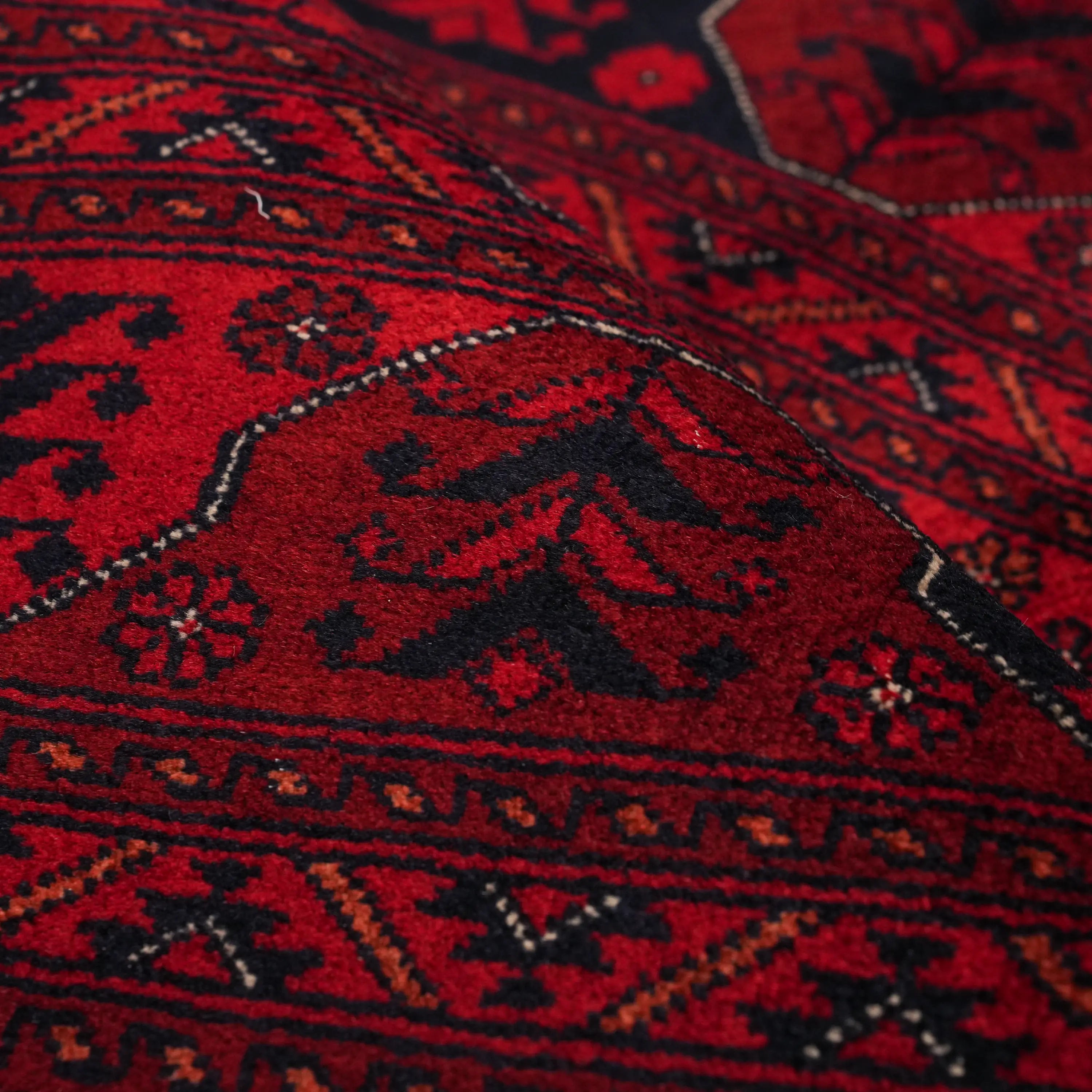 The Handwoven Afghan Patterned Burgundy Wool Bilicik Rug