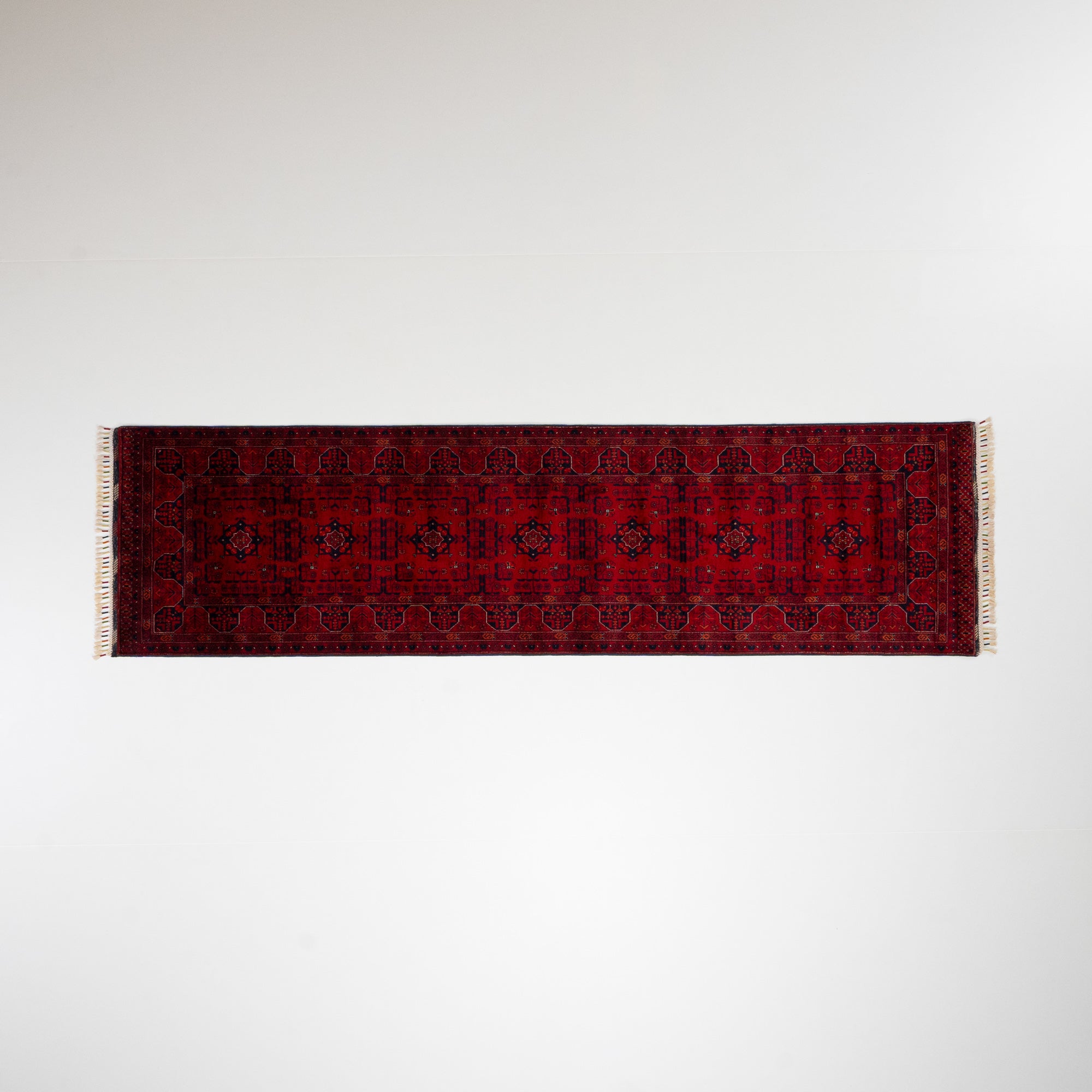 The Handwoven Afghan Patterned Burgundy Wool Bilicik Rug