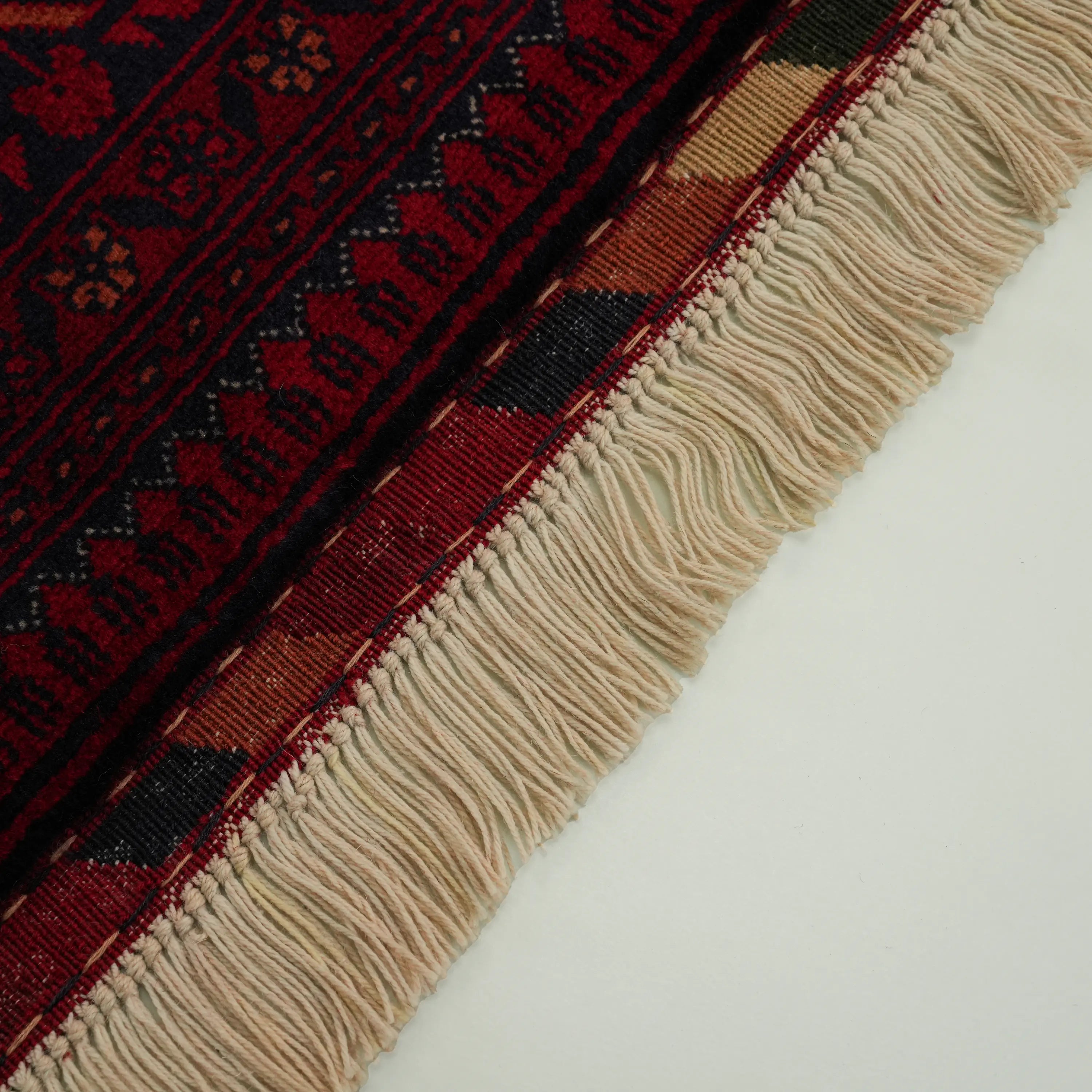 Handwoven Afghan Pattern Burgundy Wool Ethnic Bilicik Rug