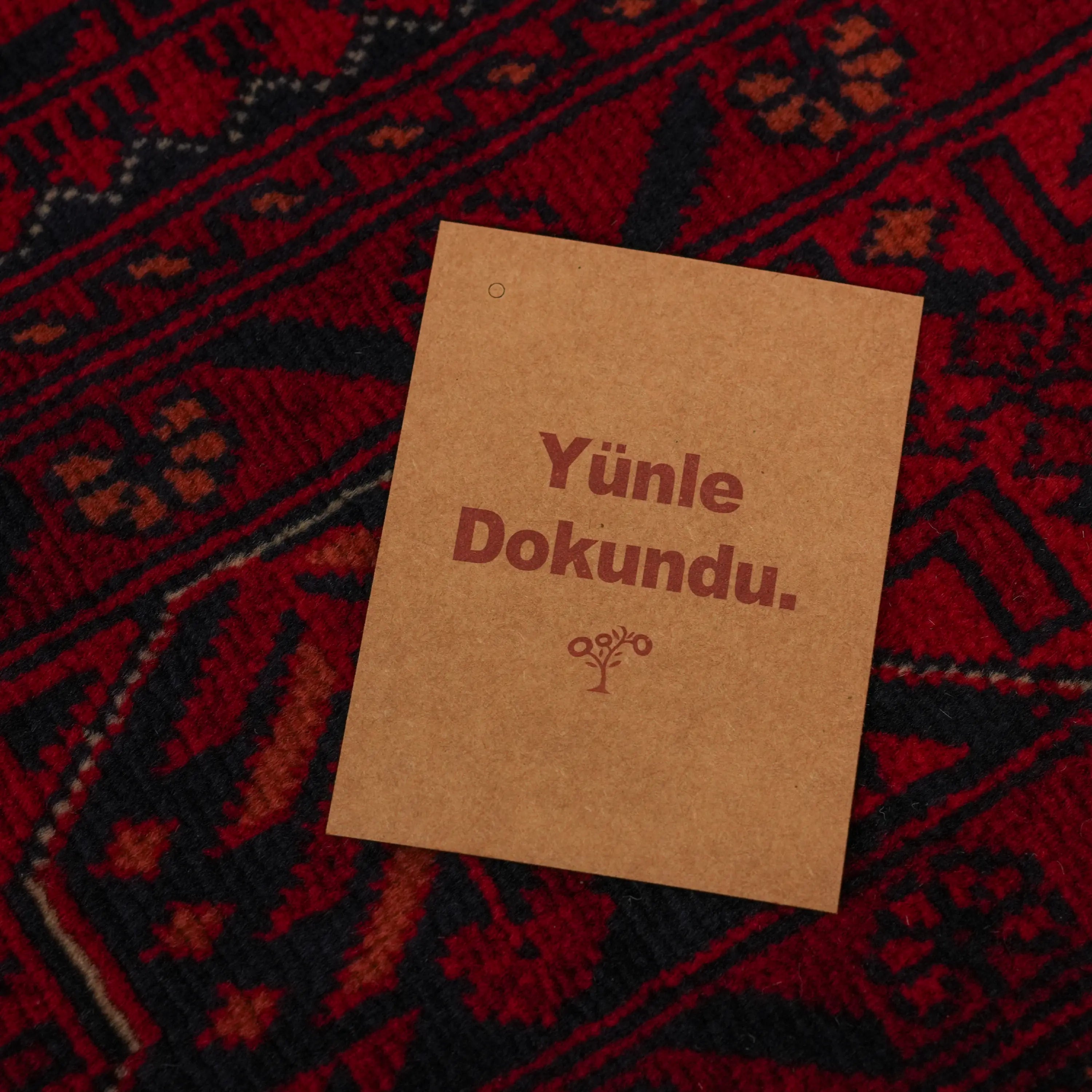 Handwoven Afghan Pattern Burgundy Wool Ethnic Bilicik Rug