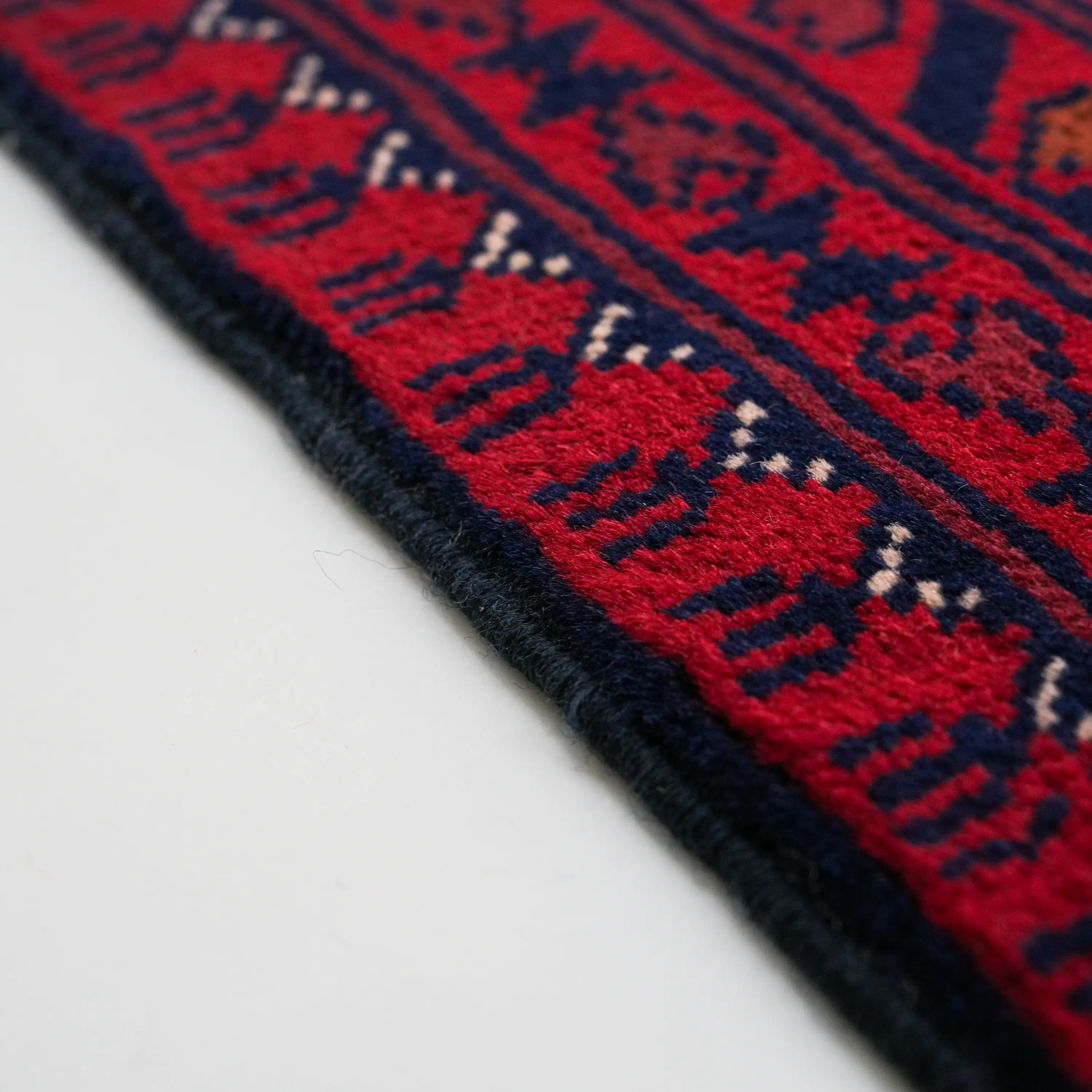 Handwoven Afghan Pattern Burgundy Wool Khamyap Rug