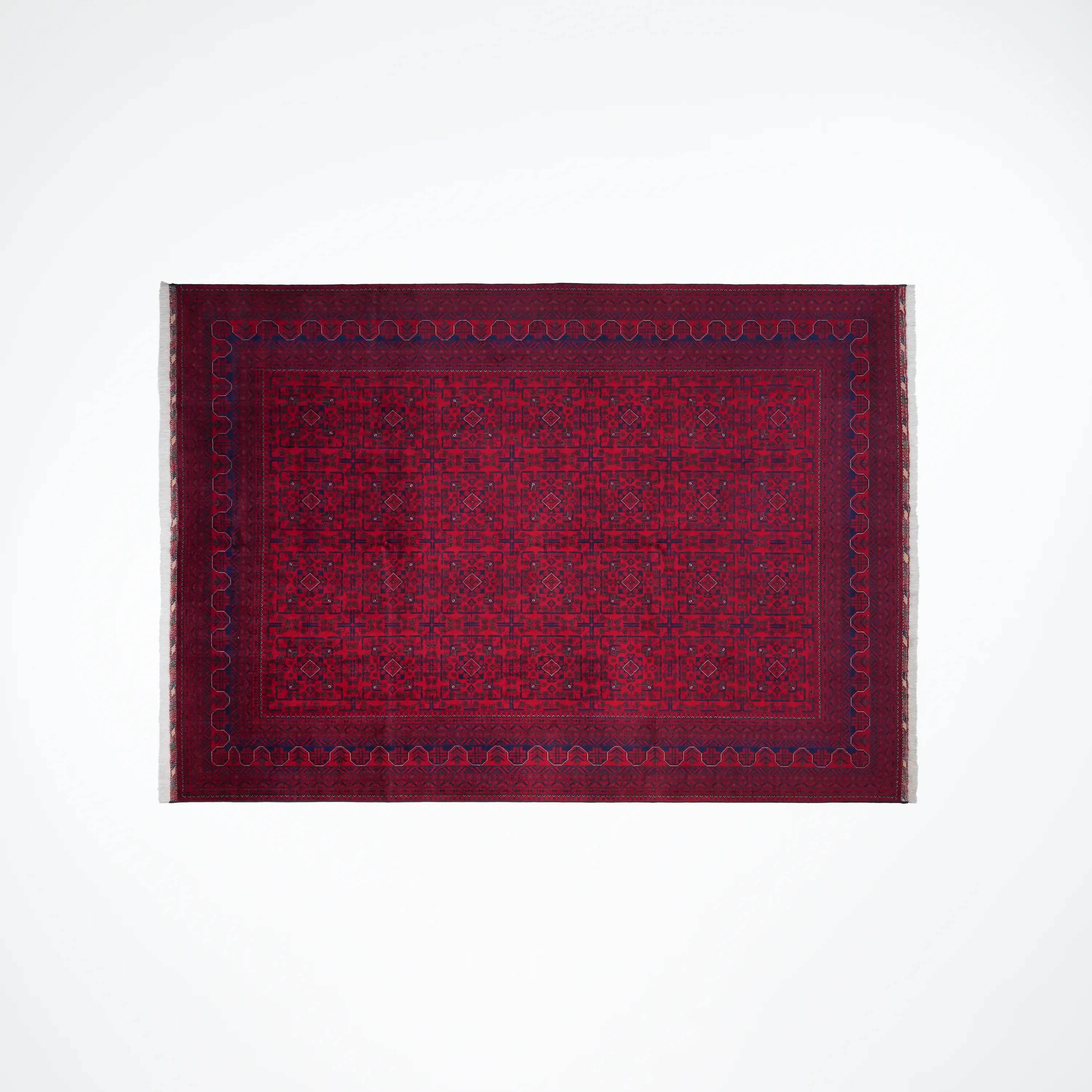 Handwoven Afghan Pattern Burgundy Wool Khamyap Rug