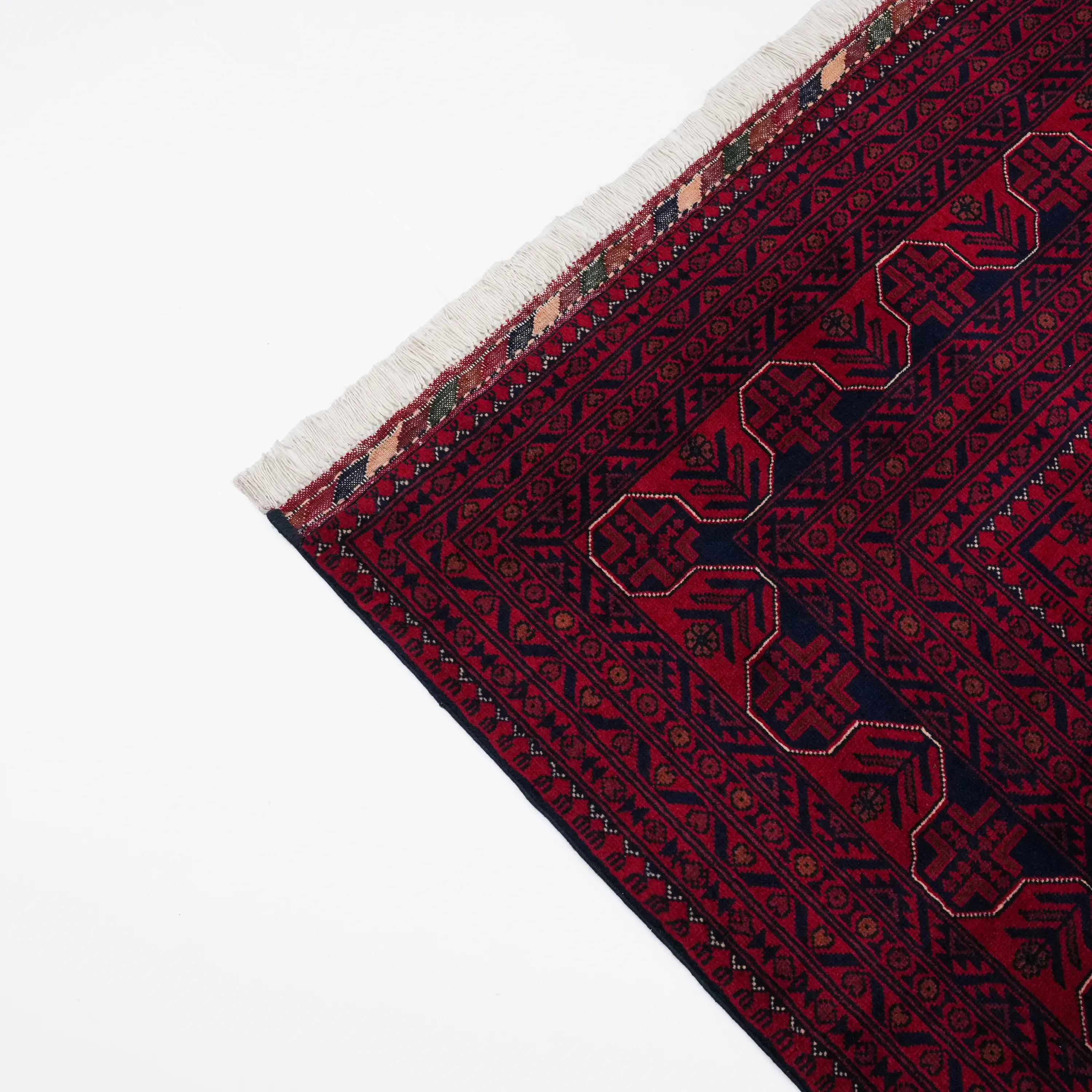 Handwoven Afghan Pattern Burgundy Wool Khamyap Rug