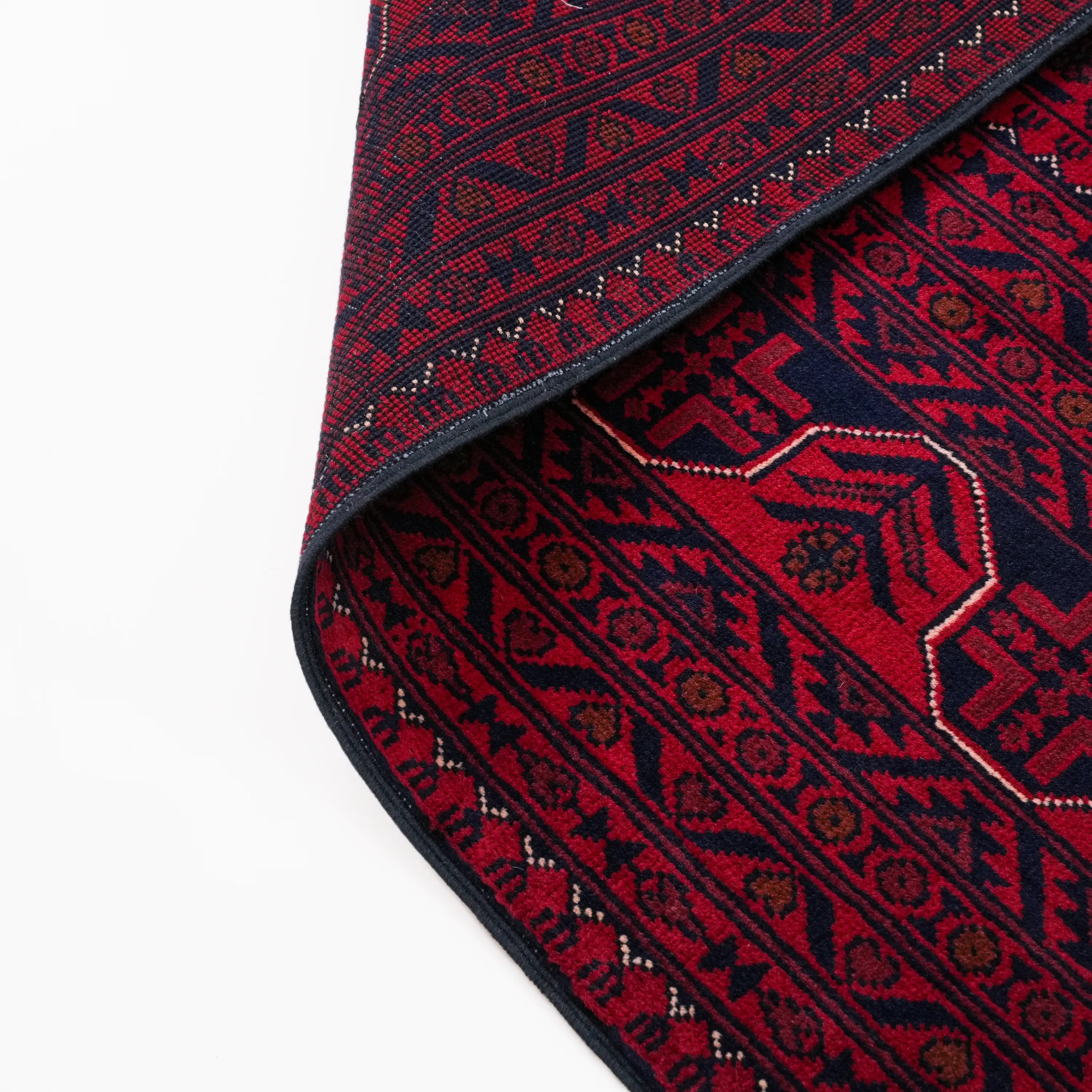 Handwoven Afghan Pattern Burgundy Wool Khamyap Rug