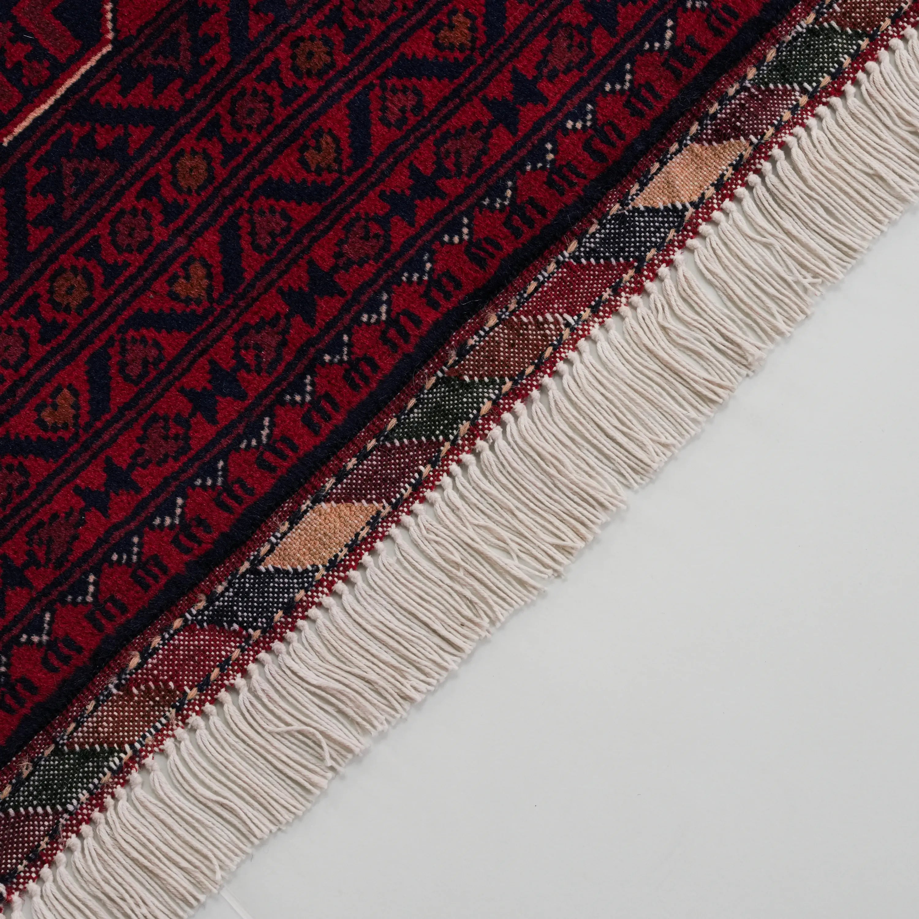 Handwoven Afghan Pattern Burgundy Wool Khamyap Rug