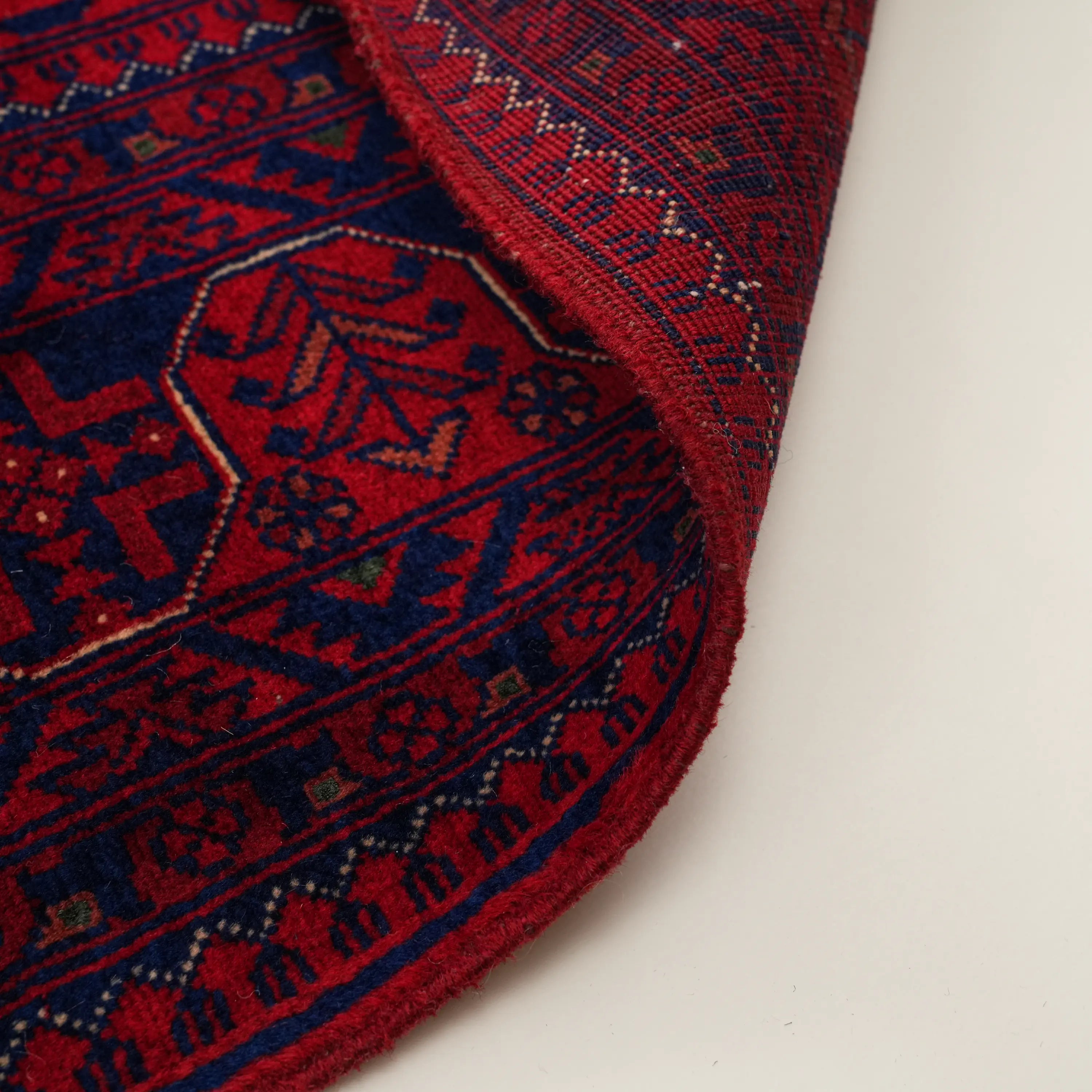 El Dokuma Afgan Desenli Etnik Bordo Yün Bilicik Halı