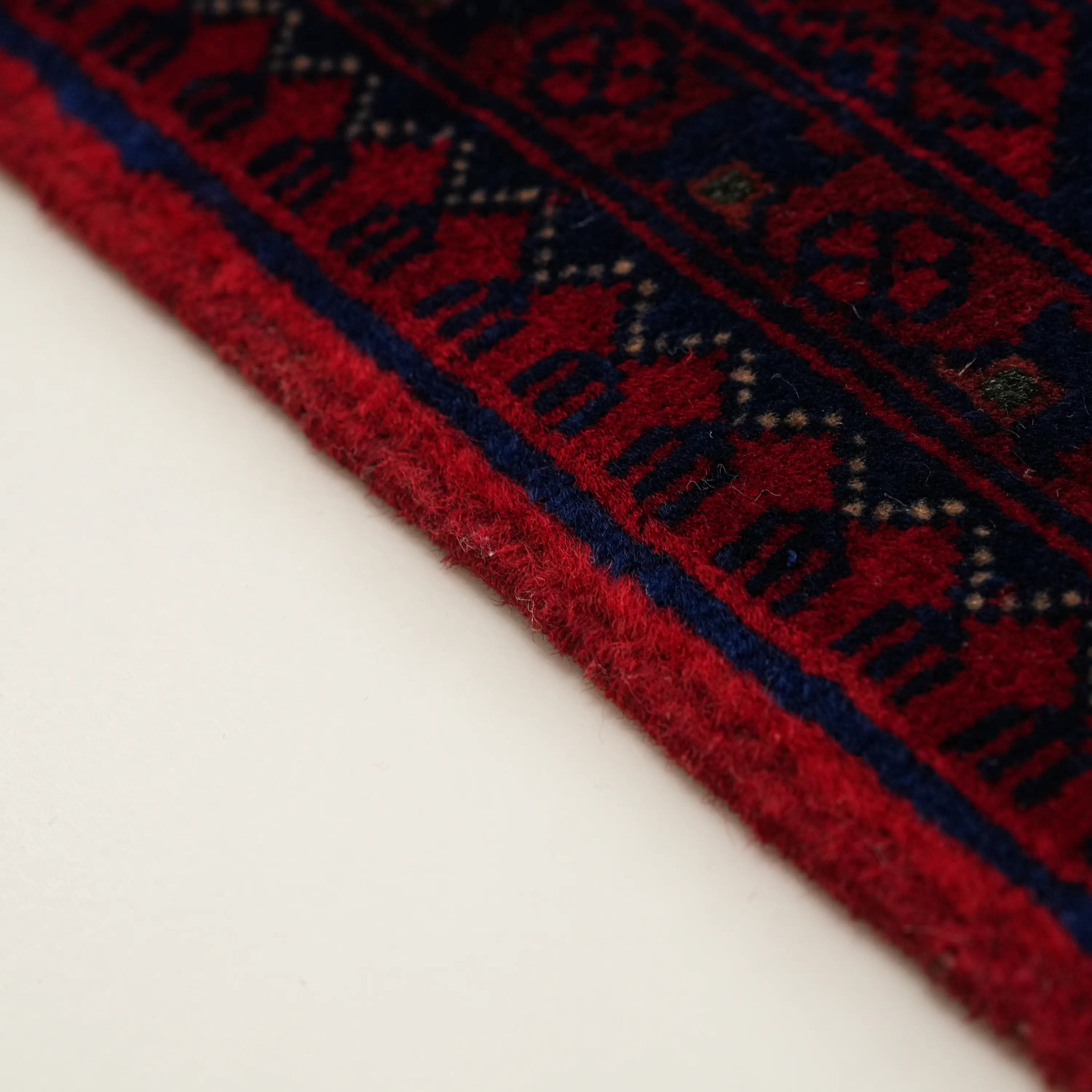 El Dokuma Afgan Desenli Etnik Bordo Yün Bilicik Halı