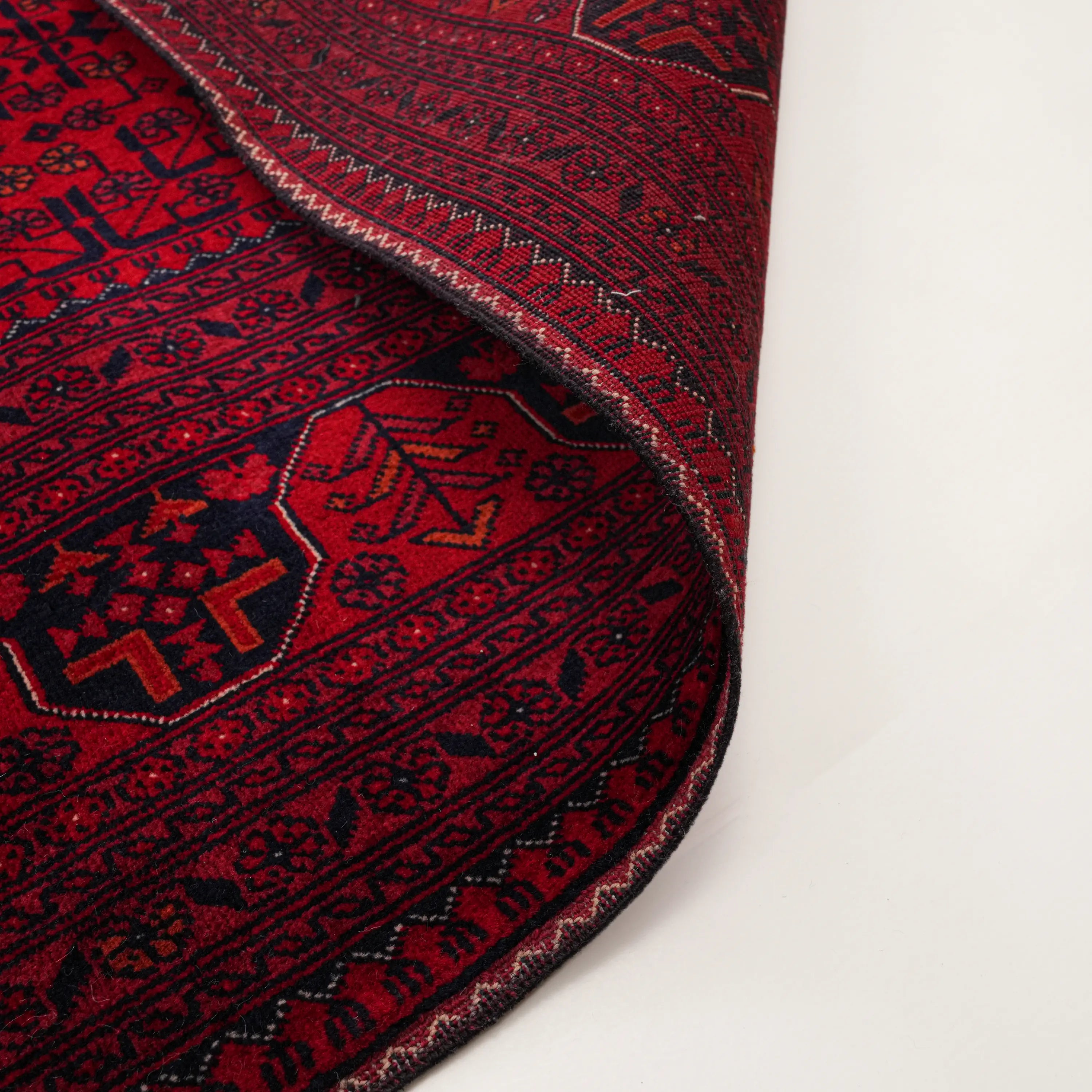 El Dokuma Afgan Desenli Etnik Yün Bordo Bilicik Halı