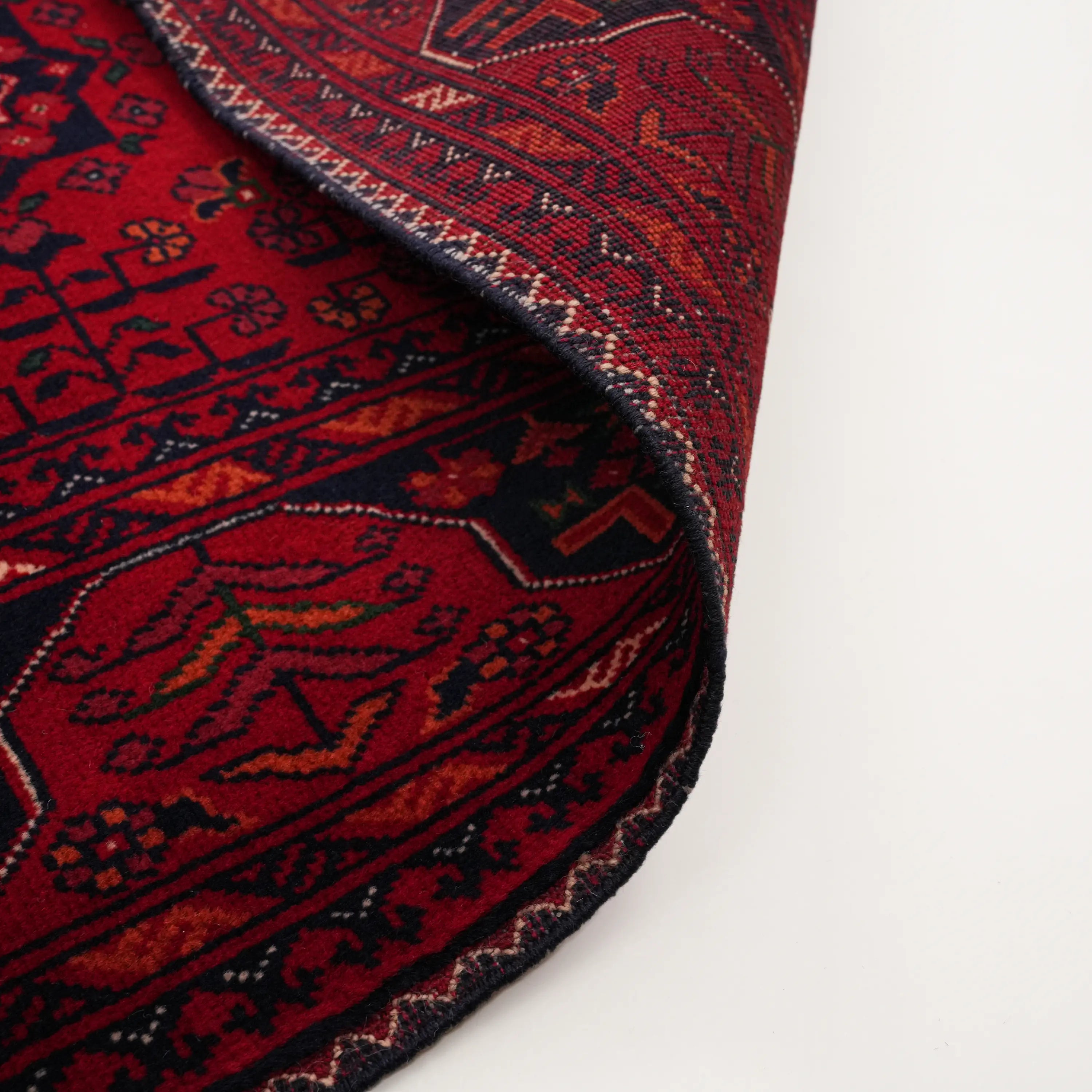 El Dokuma Afgan Desenli Yün Bordo Etnik Bilicik Halı