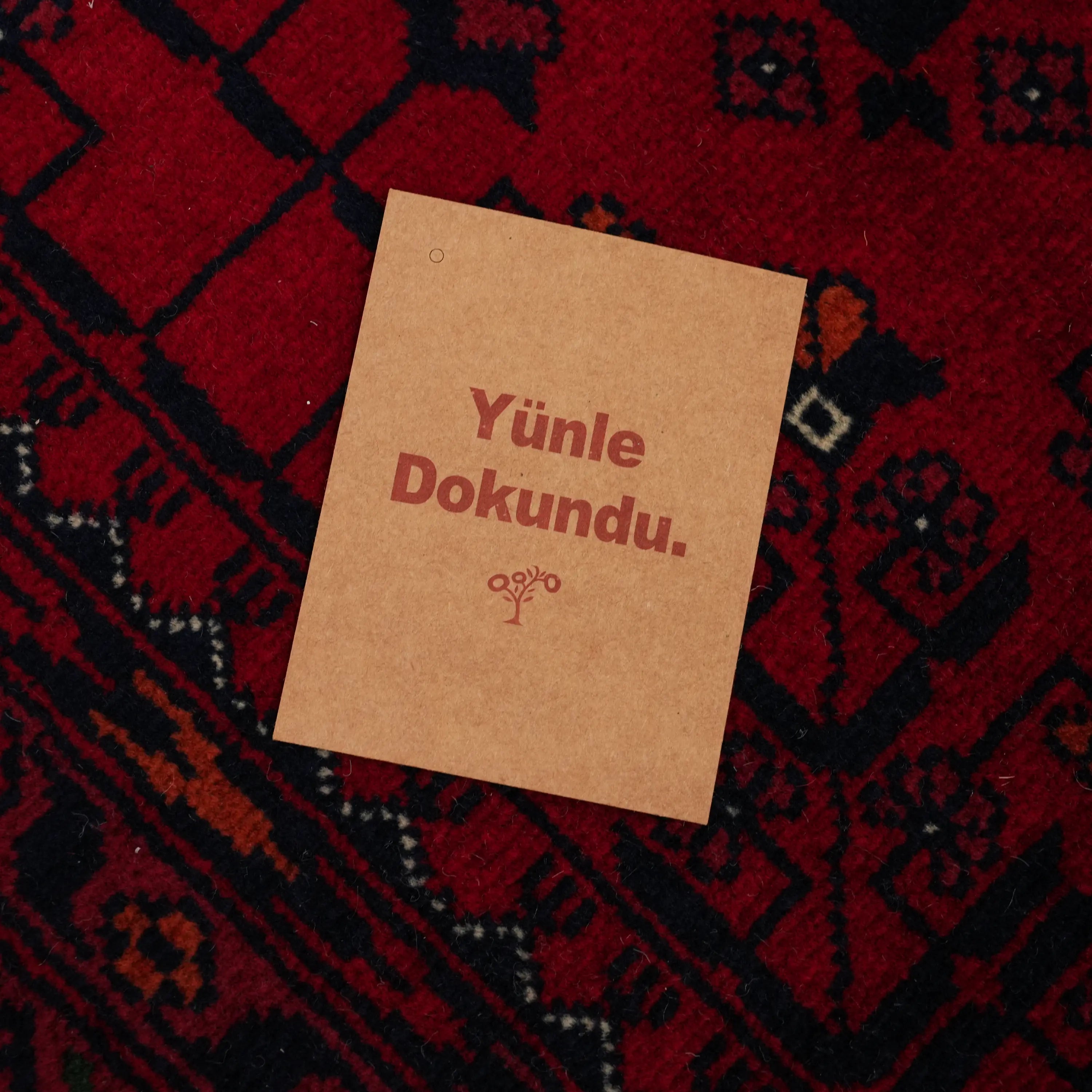 Handwoven Afghan Pattern Wool Burgundy Ethnic Bilicik Rug