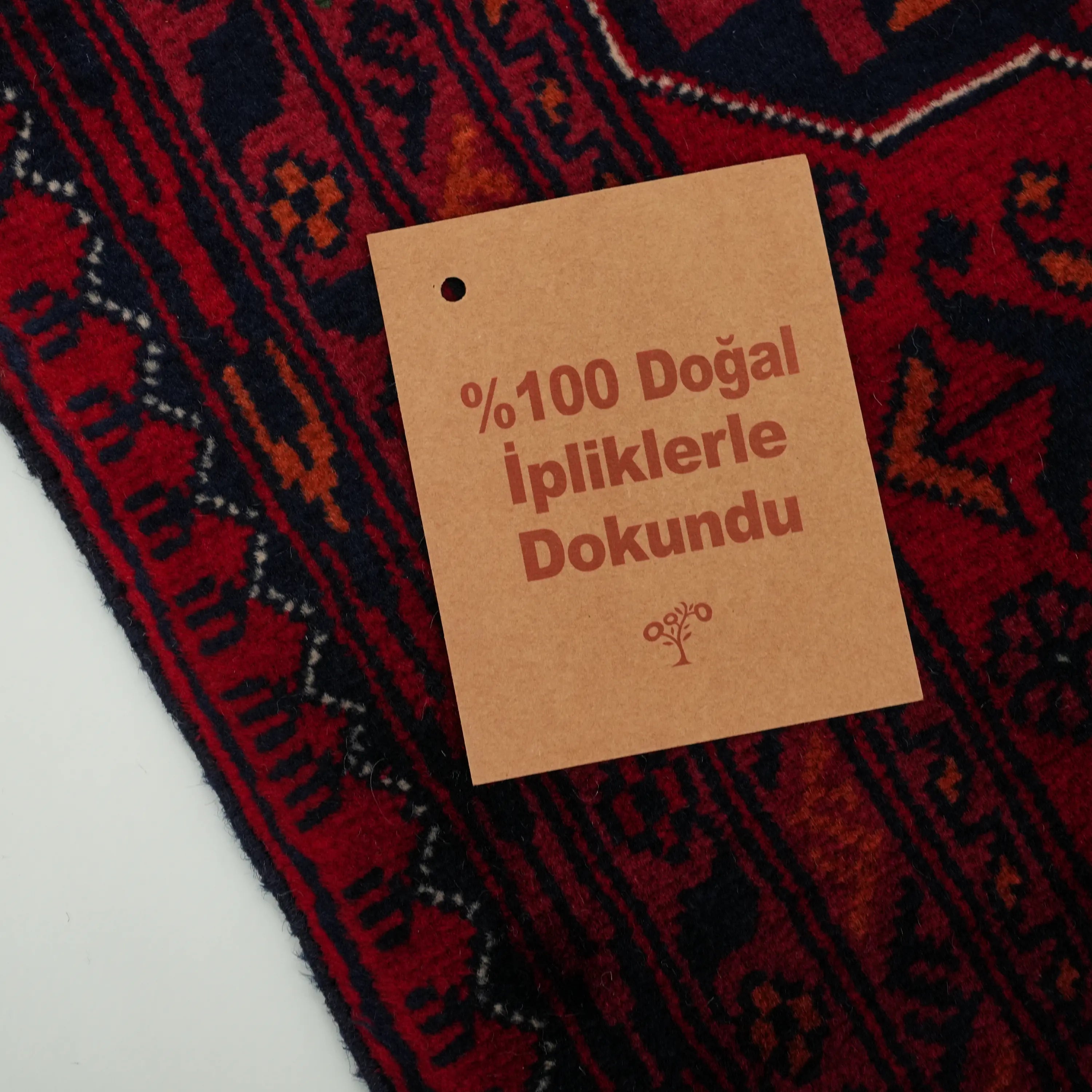 Handwoven Afghan Pattern Wool Burgundy Ethnic Bilicik Rug