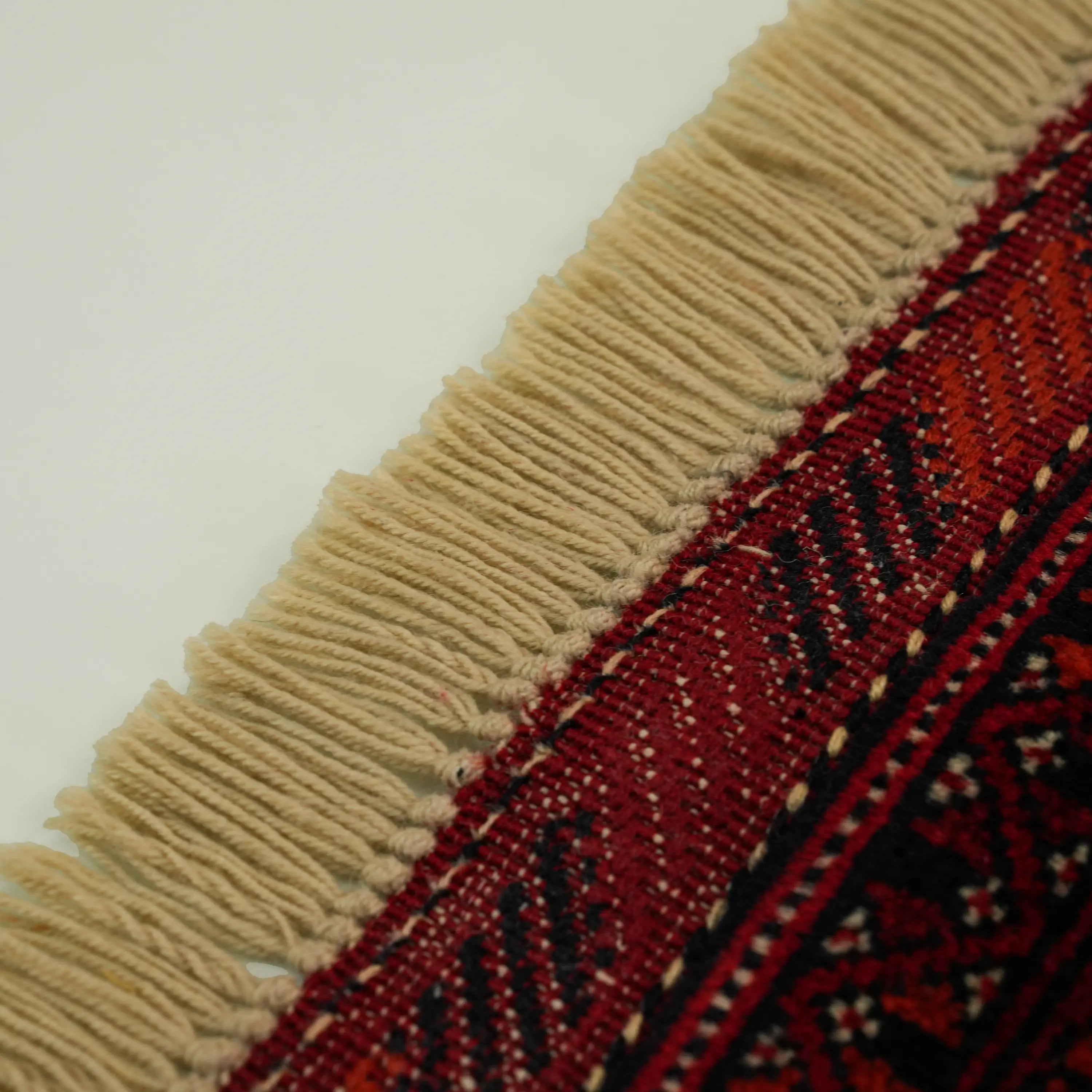 Handwoven Afghan Pattern Wool Burgundy Ethnic Bilicik Rug