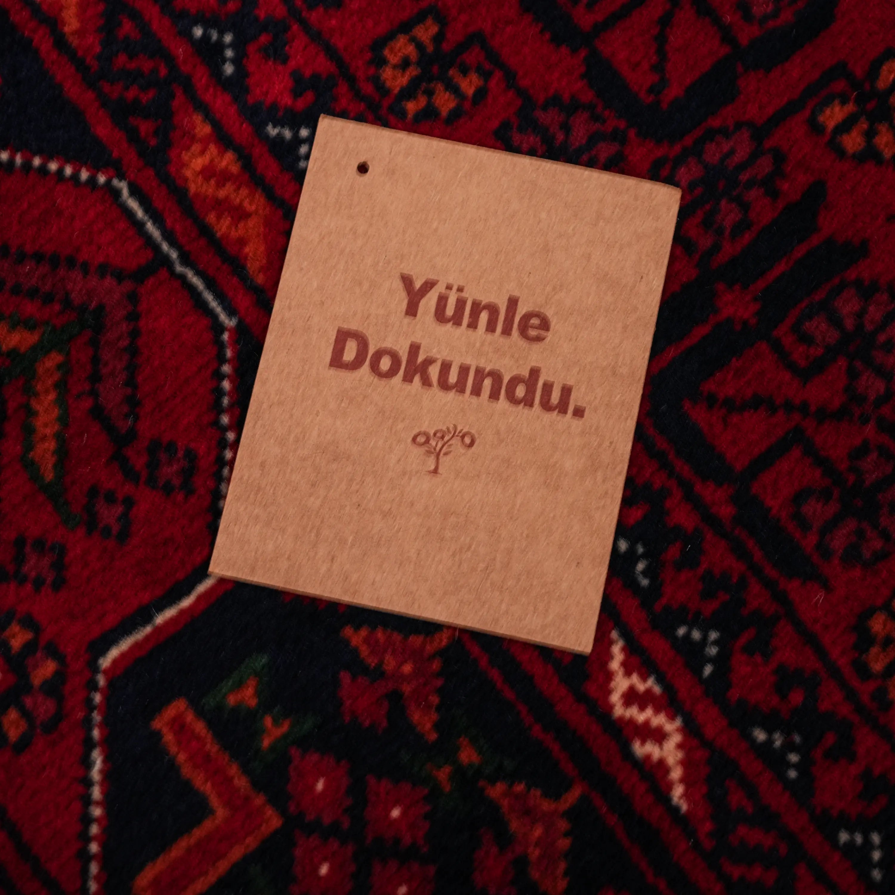 El Dokuma Afgan Desenli Yün Bordo Etnik Bilicik Halı