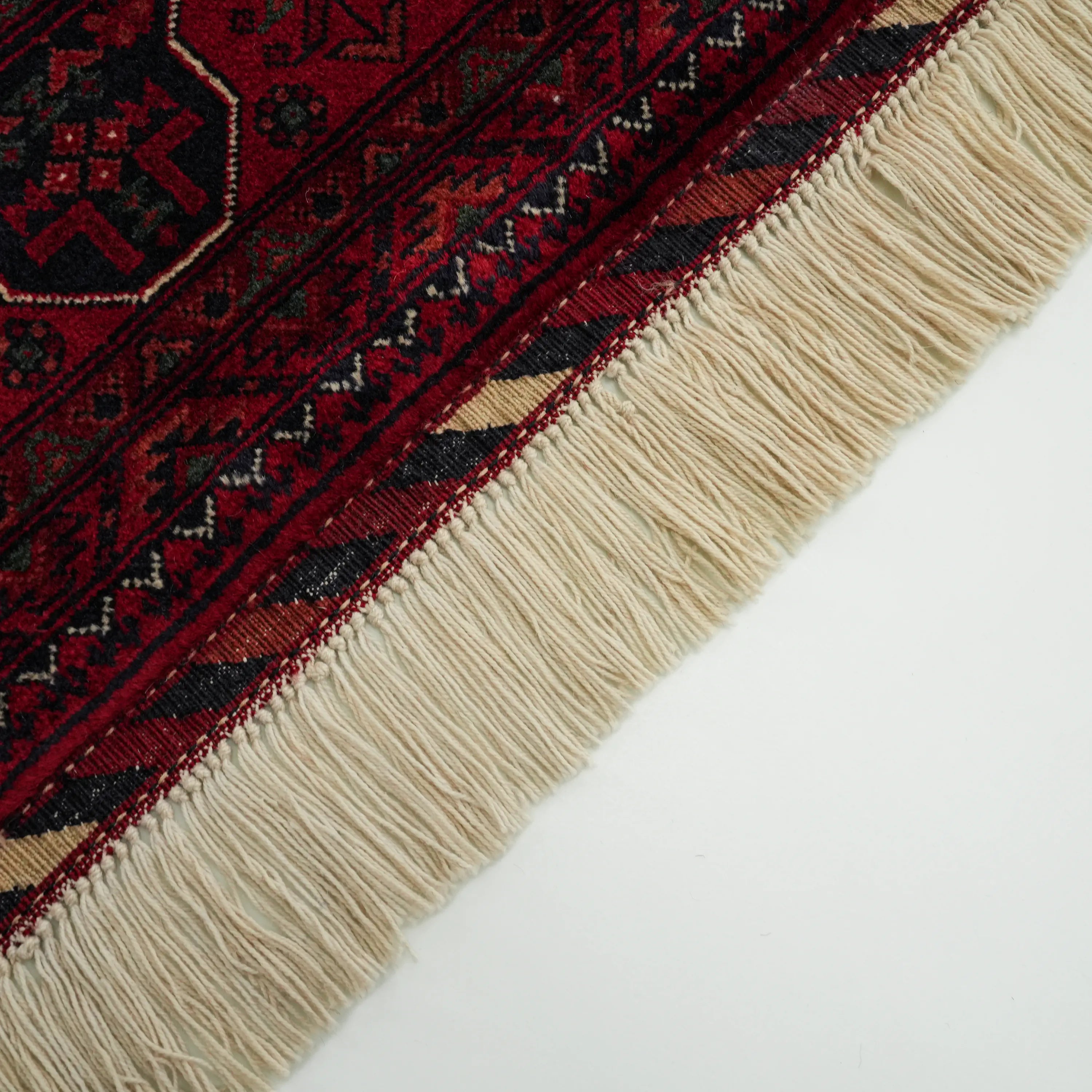 El Dokuma Afgan Desenli Yün Bordo Etnik Bilicik Halı