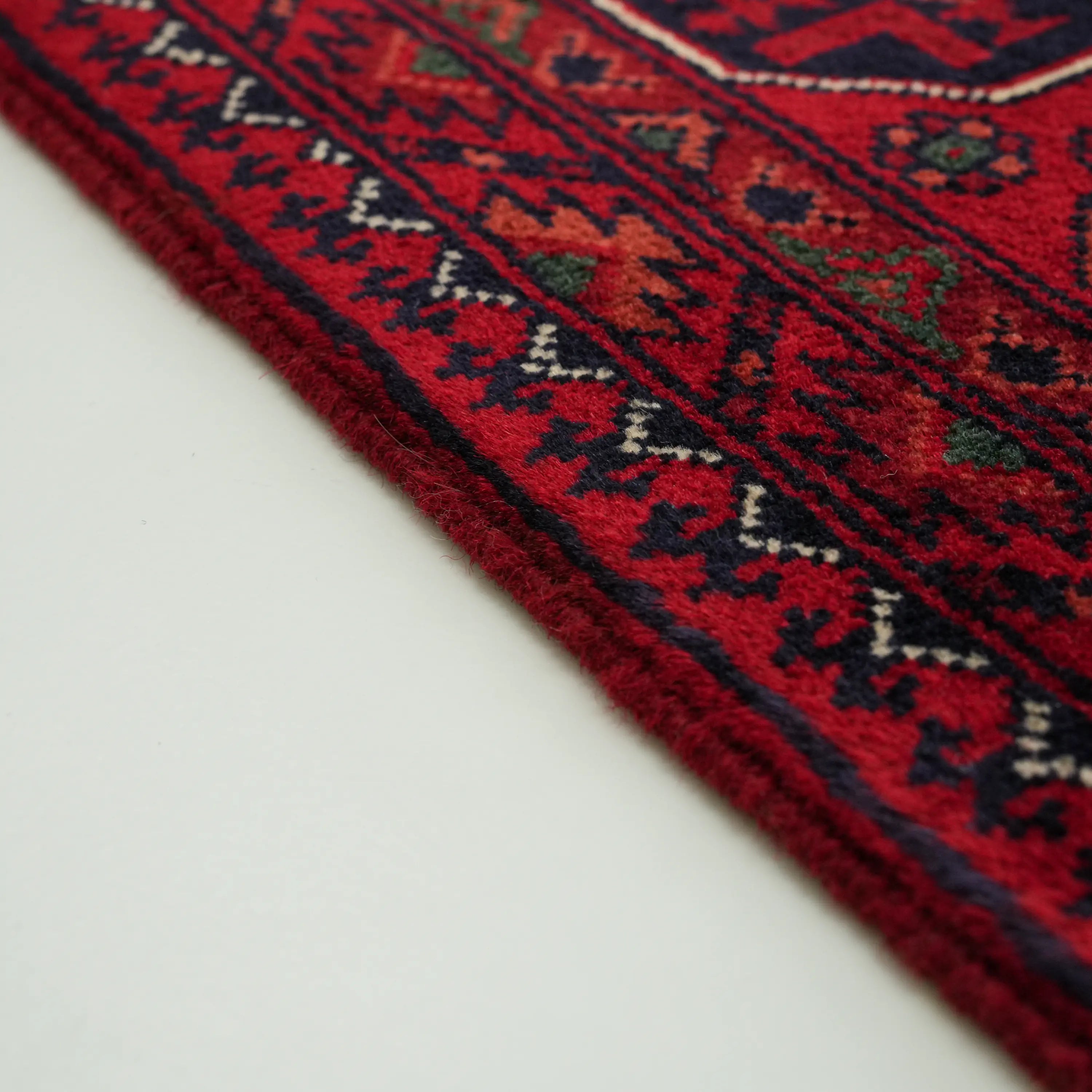 El Dokuma Afgan Desenli Yün Bordo Etnik Bilicik Halı