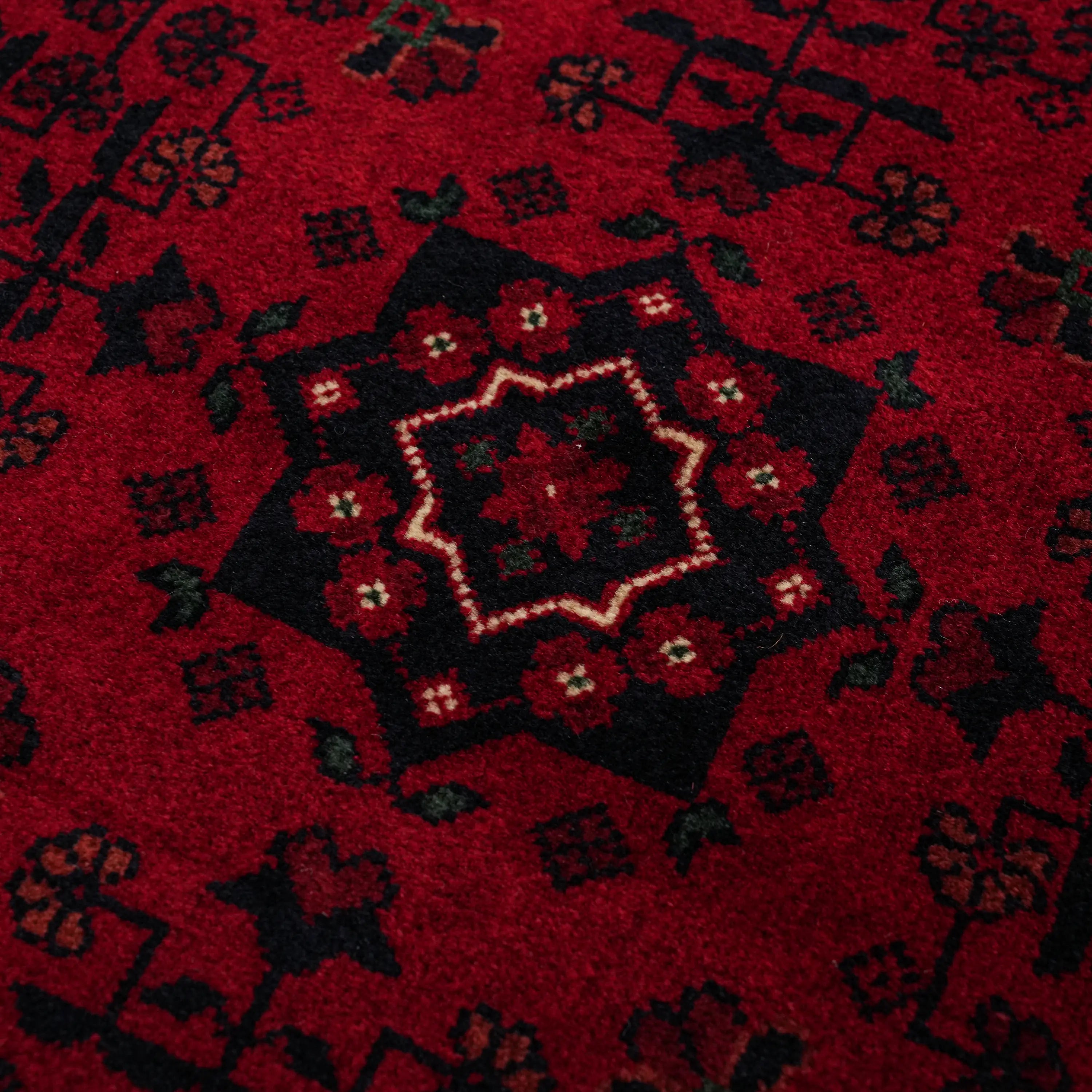 El Dokuma Afgan Desenli Yün Bordo Etnik Bilicik Halı