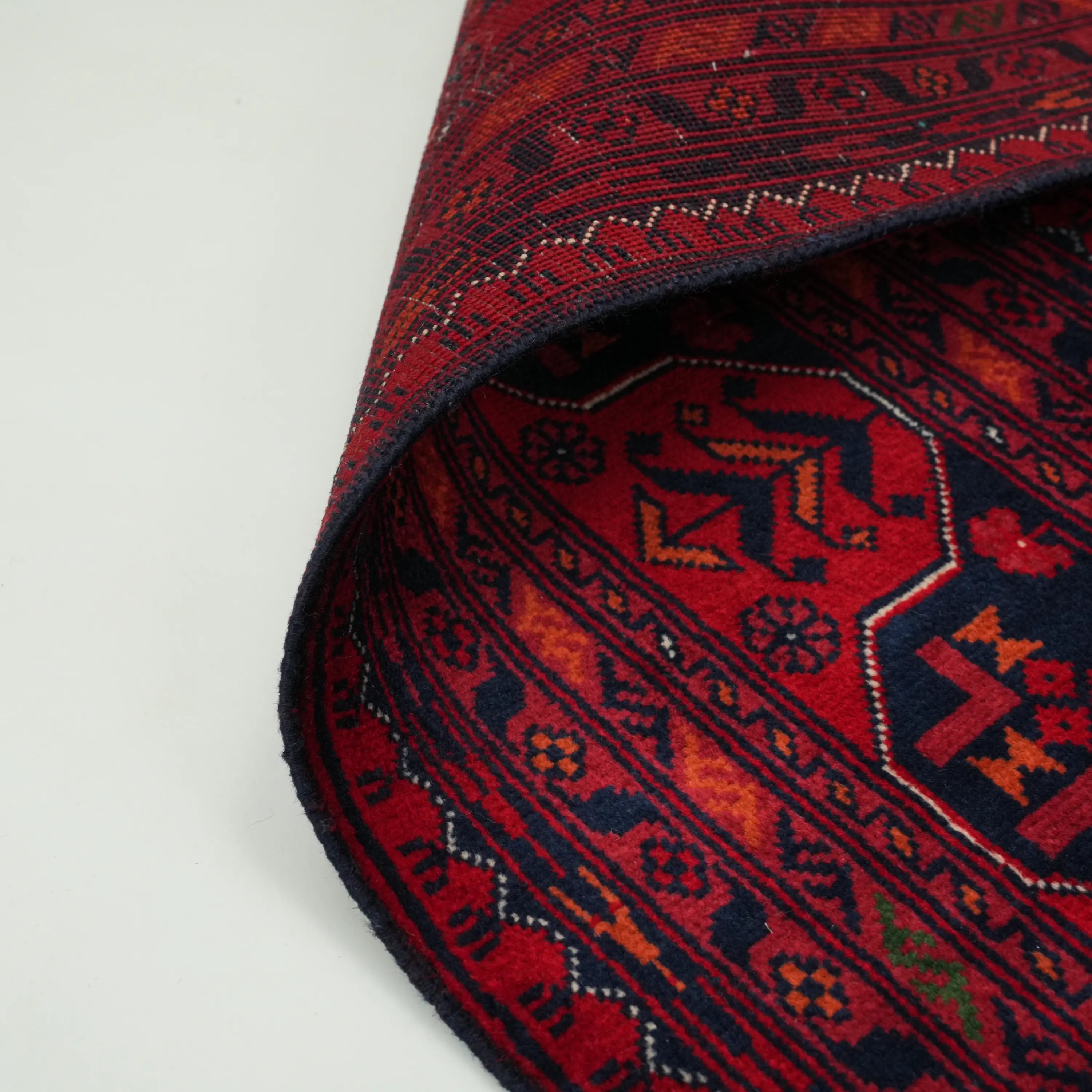 Handwoven Afghan Pattern Wool Burgundy Ethnic Bilicik Rug