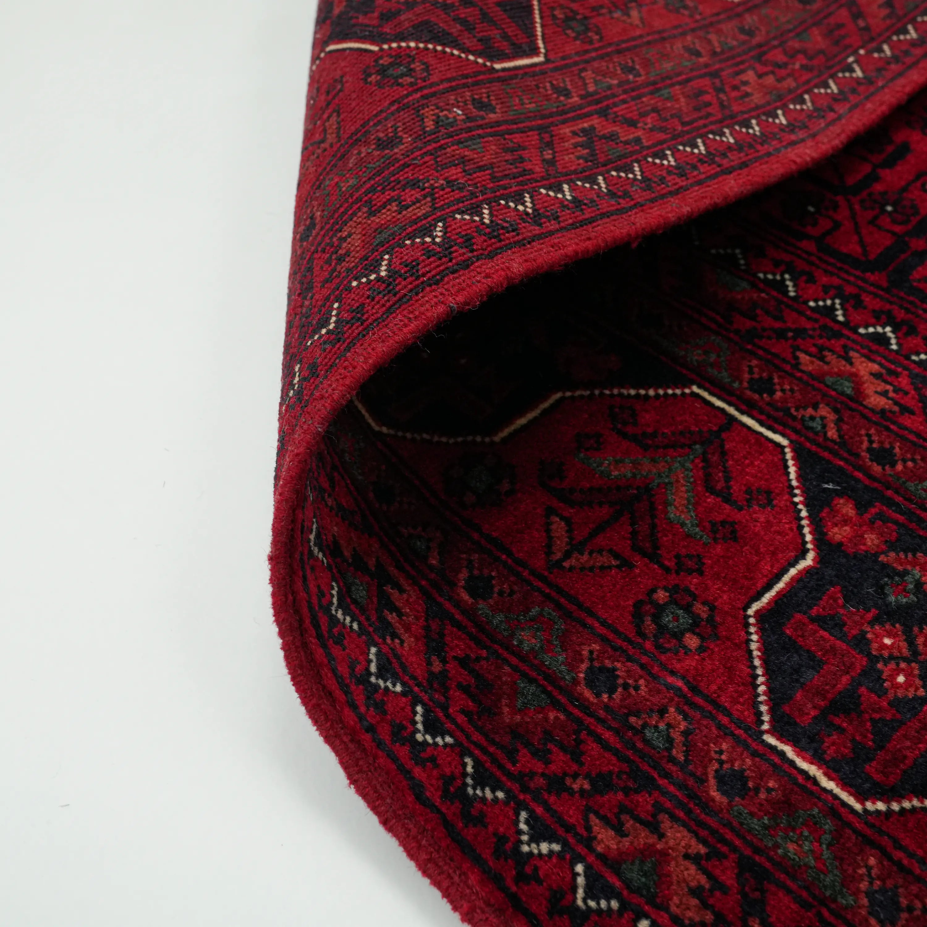 El Dokuma Afgan Desenli Yün Bordo Etnik Bilicik Halı