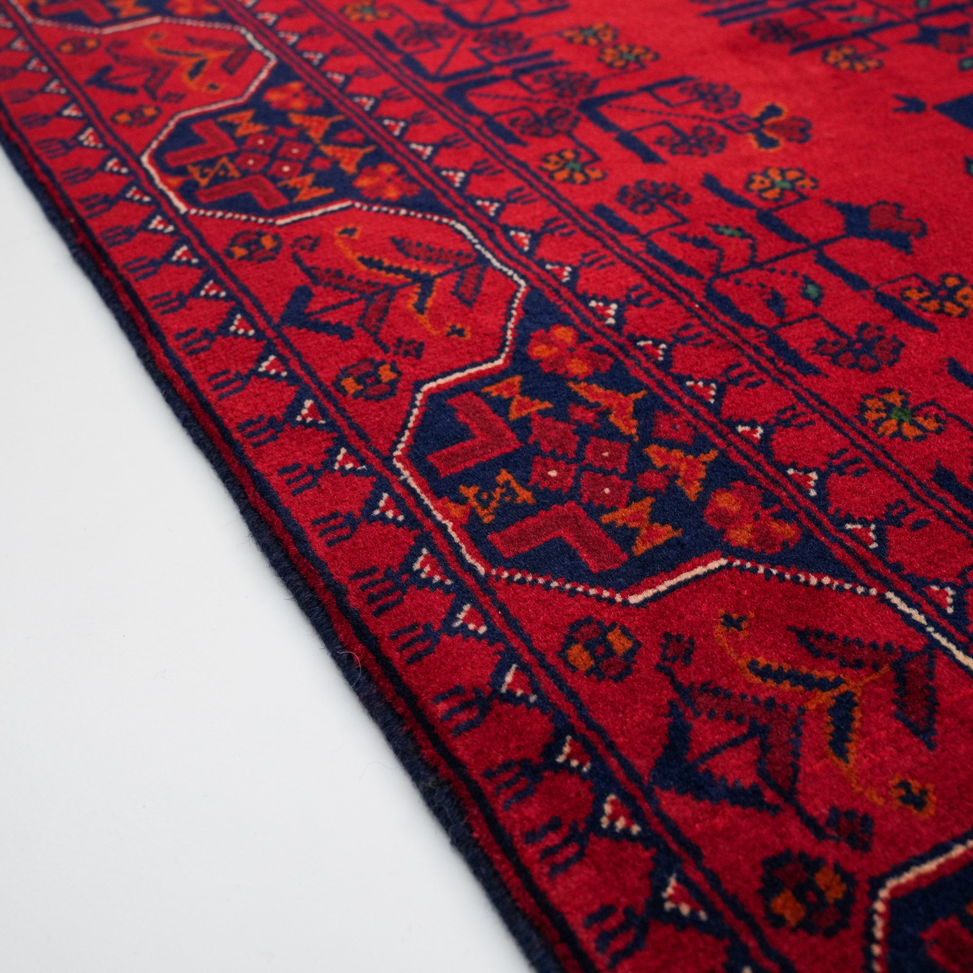 Handwoven Afghan Pattern Wool Burgundy Khamyap Rug