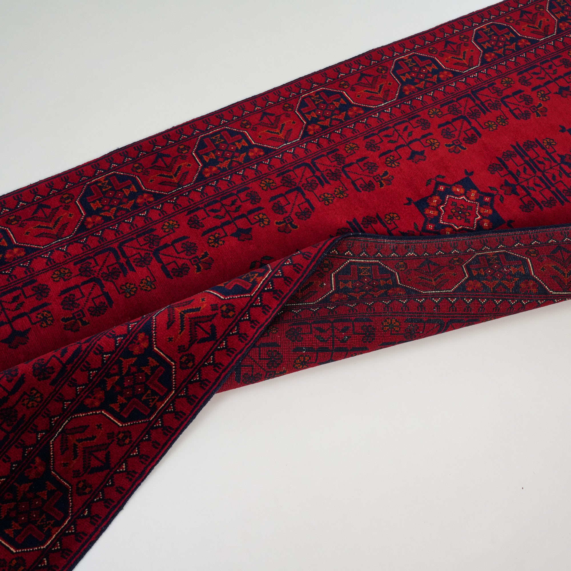 Handwoven Afghan Pattern Wool Burgundy Khamyap Rug