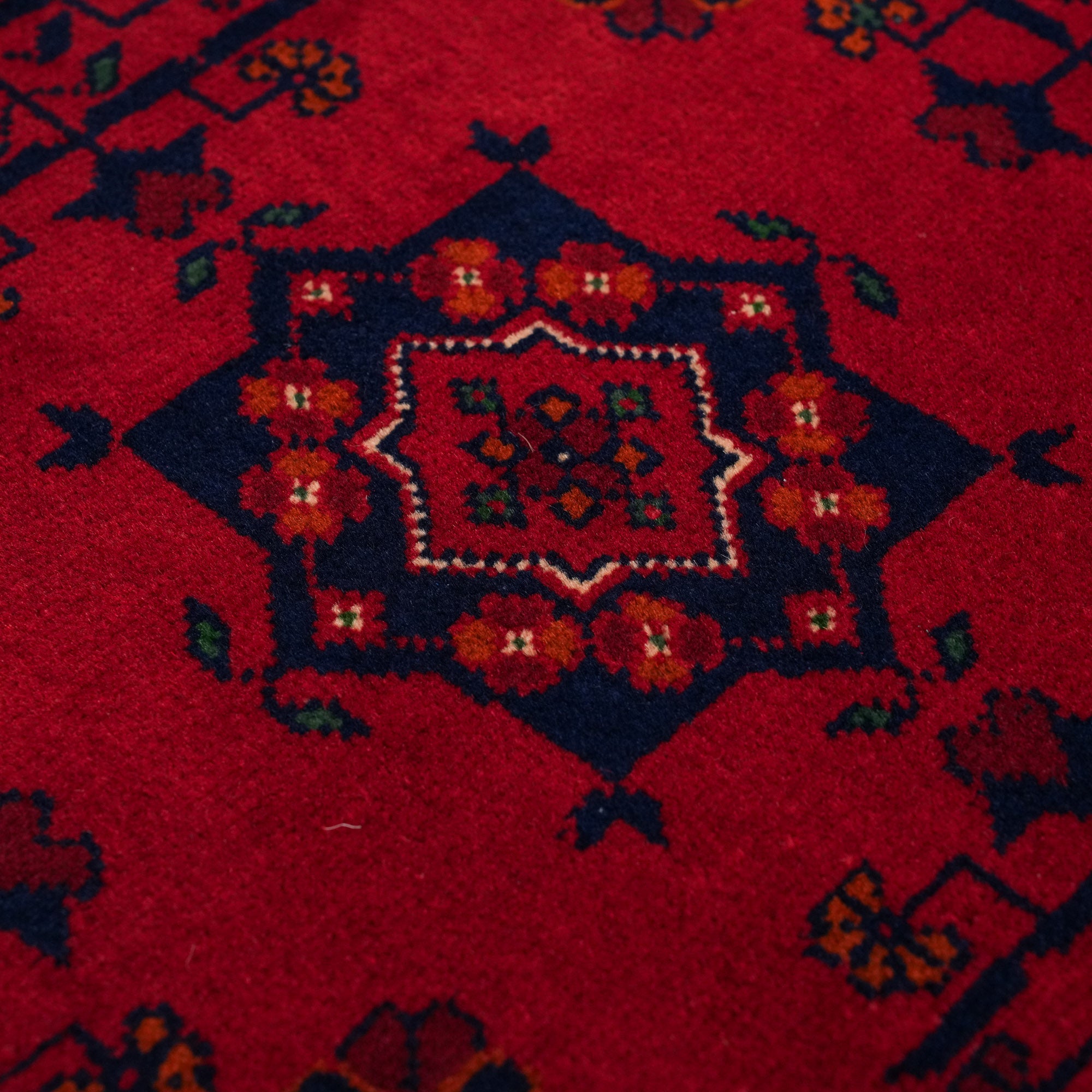 Handwoven Afghan Pattern Wool Burgundy Khamyap Rug