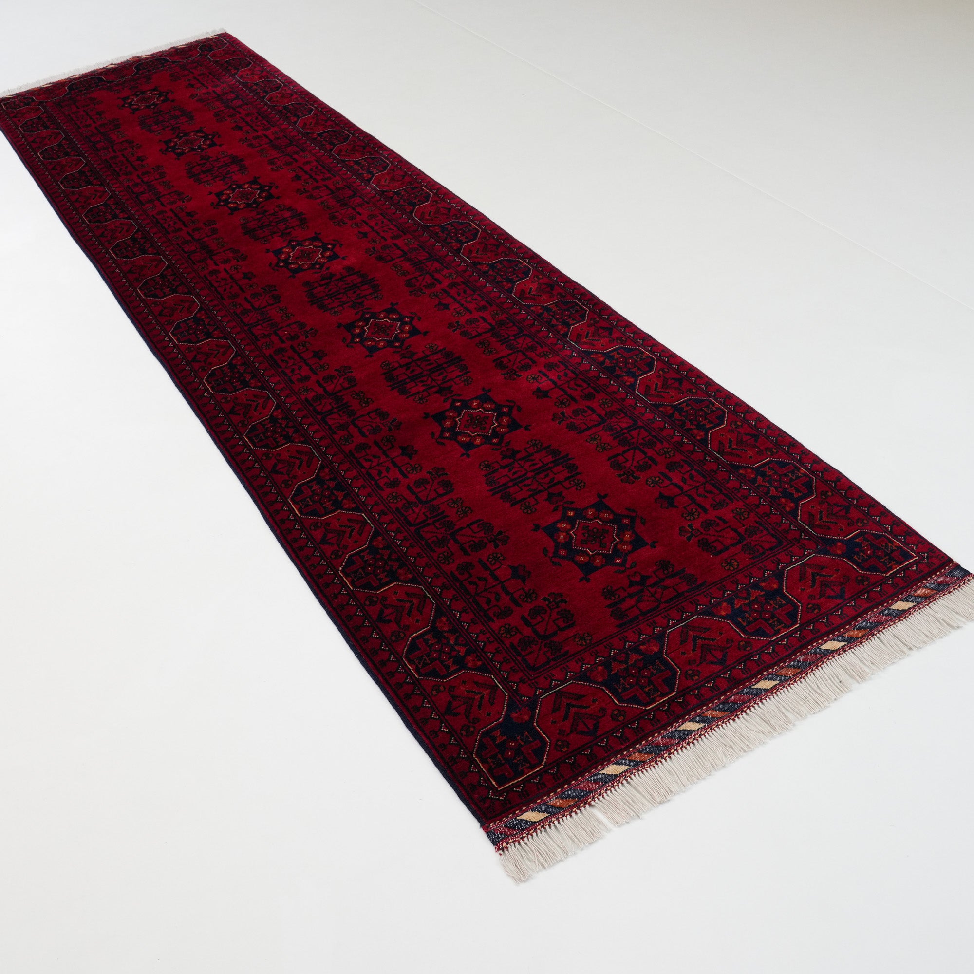 Handwoven Afghan Pattern Wool Burgundy Khamyap Rug