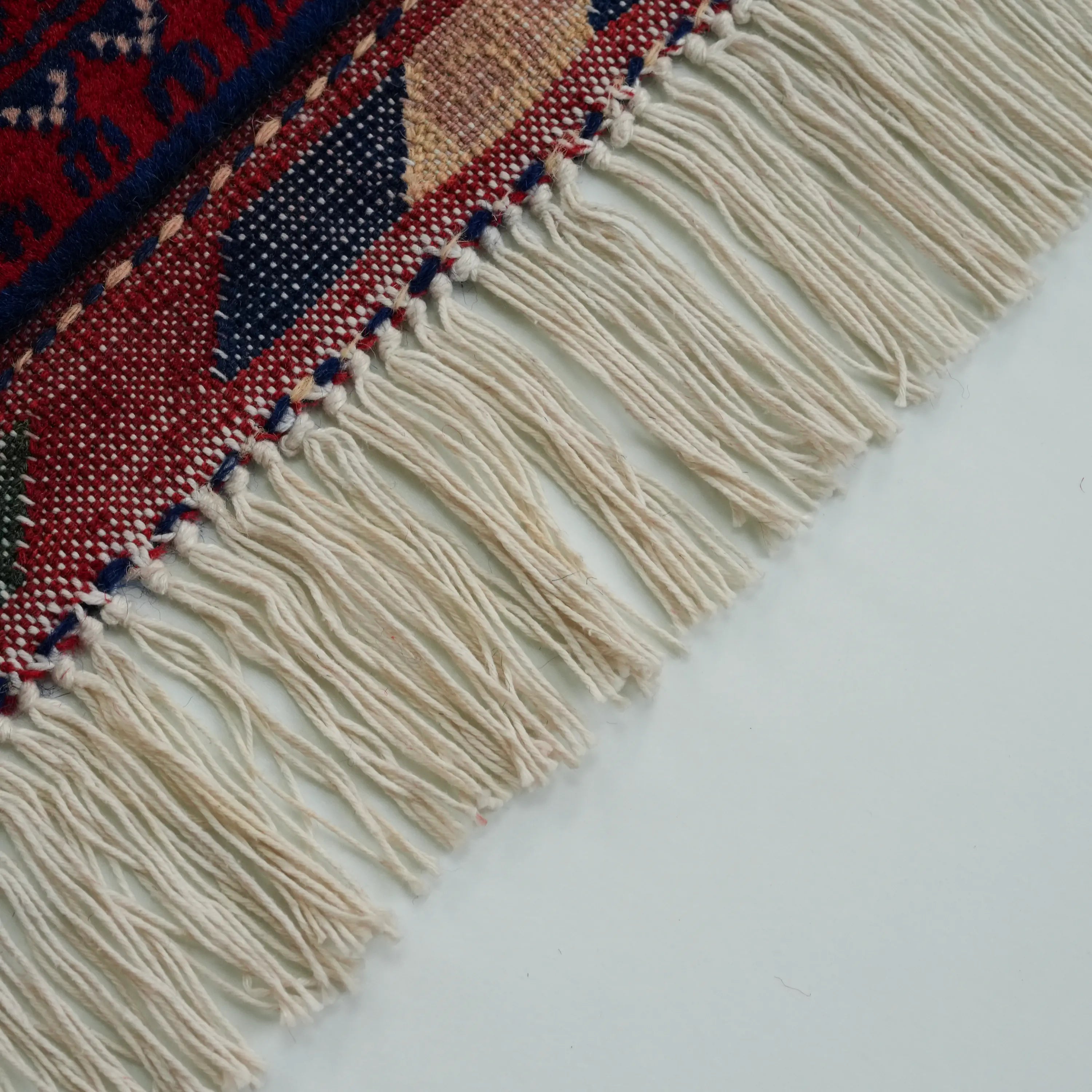 Handwoven Afghan Pattern Wool Burgundy Khamyap Rug