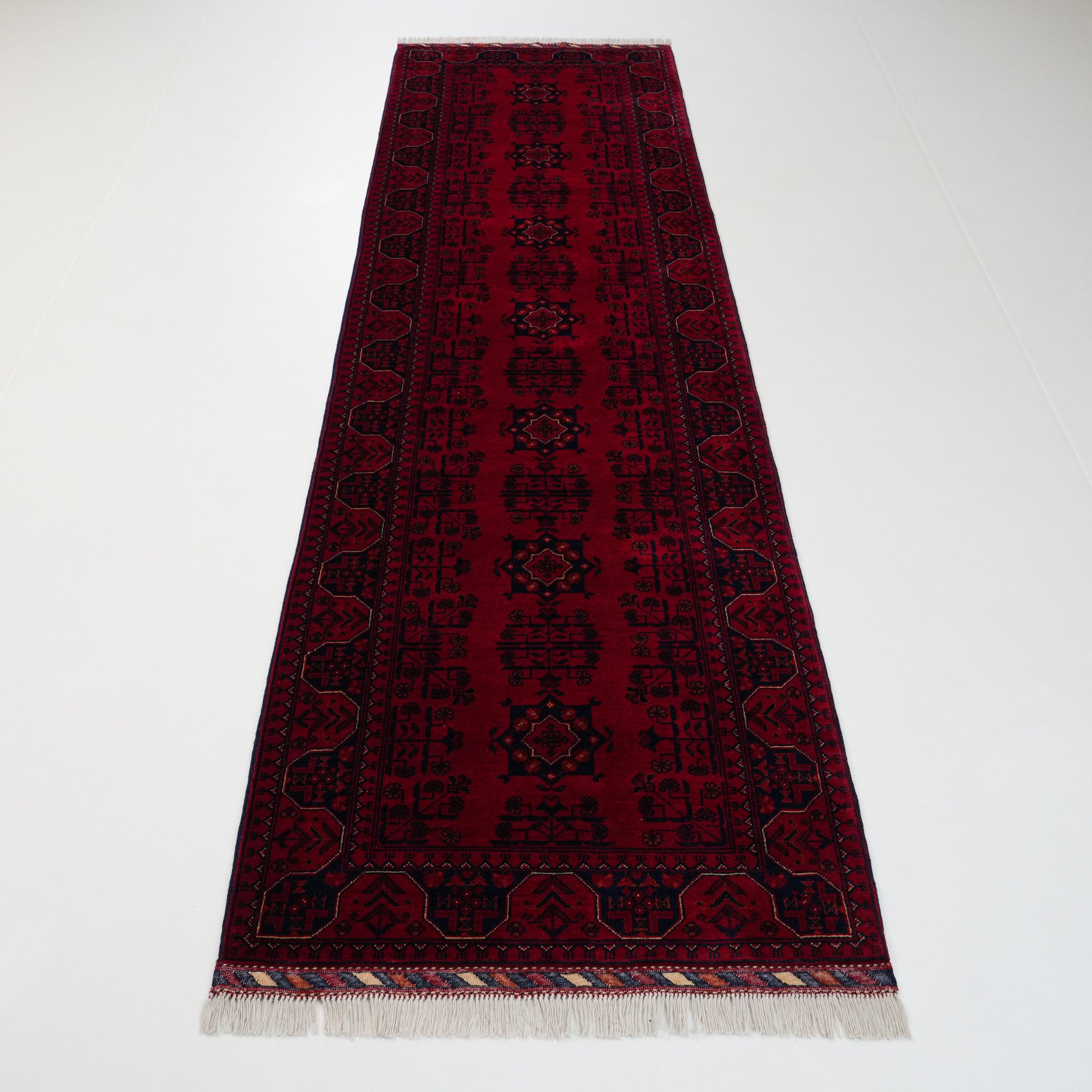 Handwoven Afghan Pattern Wool Burgundy Khamyap Rug