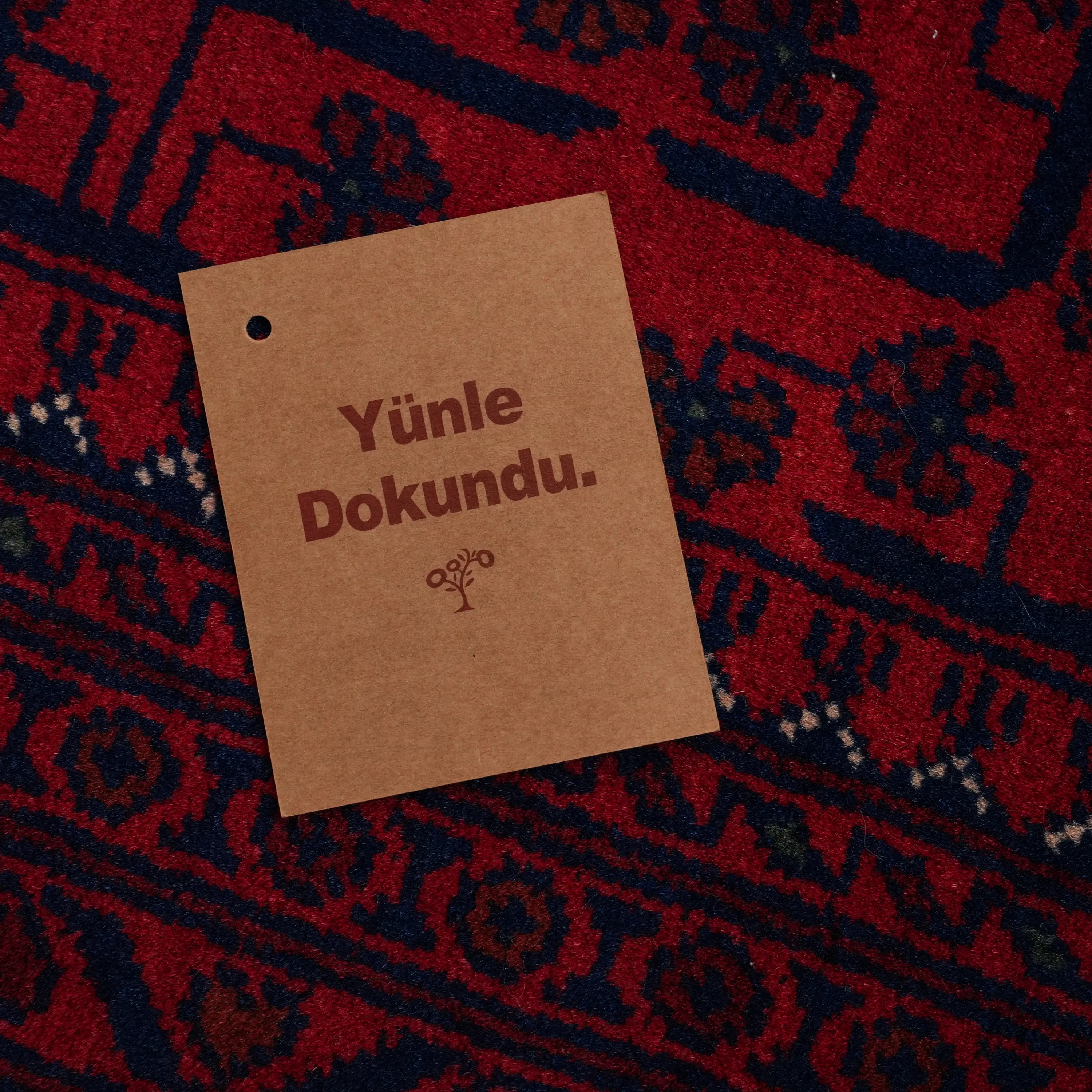 Handwoven Afghan Pattern Wool Burgundy Khamyap Rug