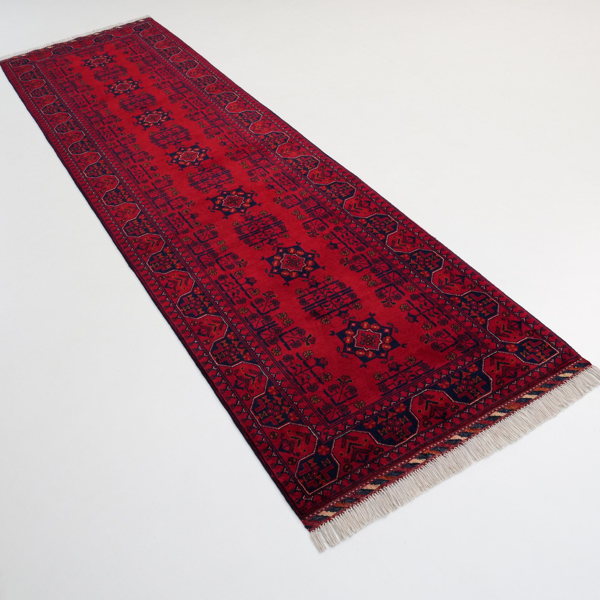 Handwoven Afghan Pattern Wool Burgundy Khamyap Rug