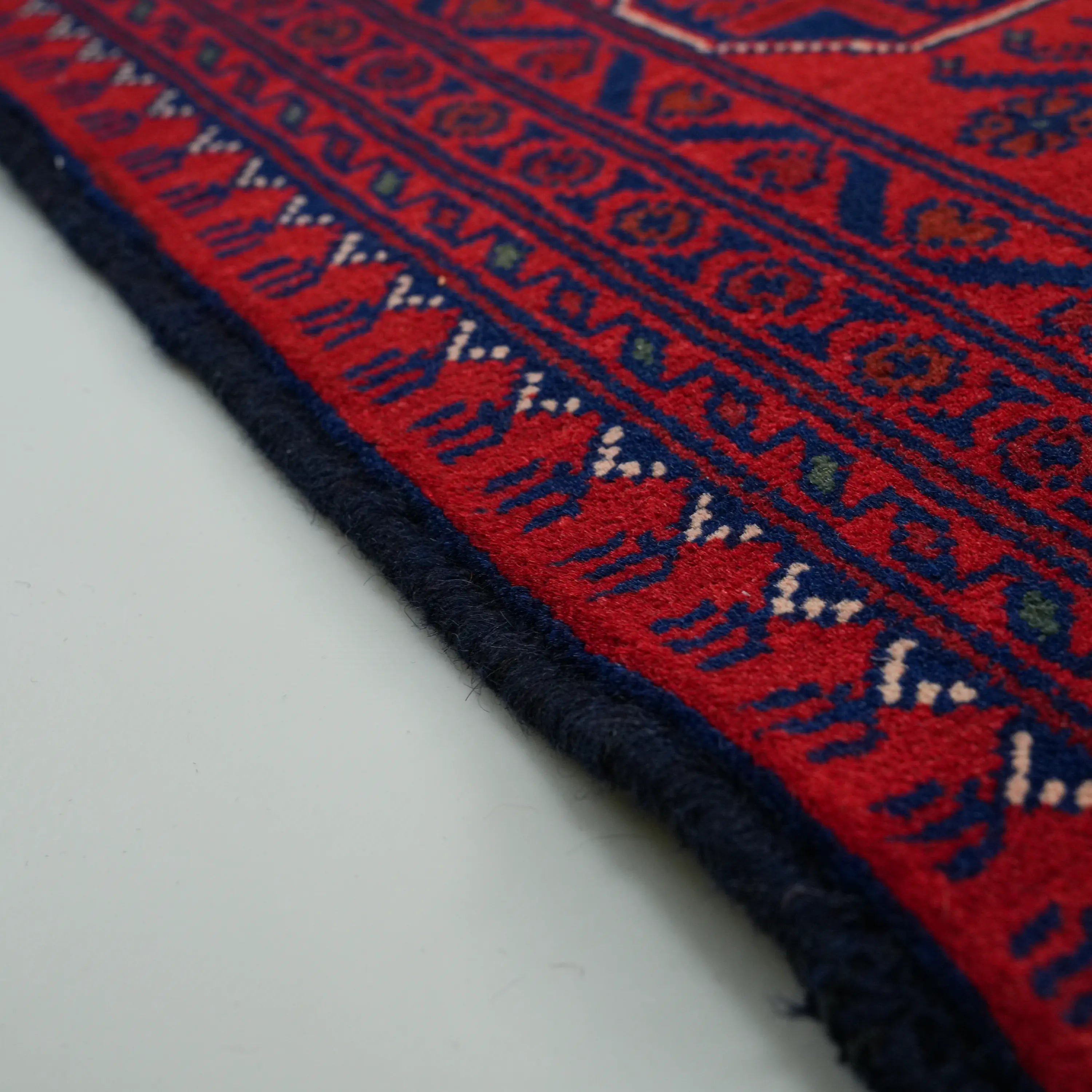 Handwoven Afghan Pattern Wool Burgundy Khamyap Rug