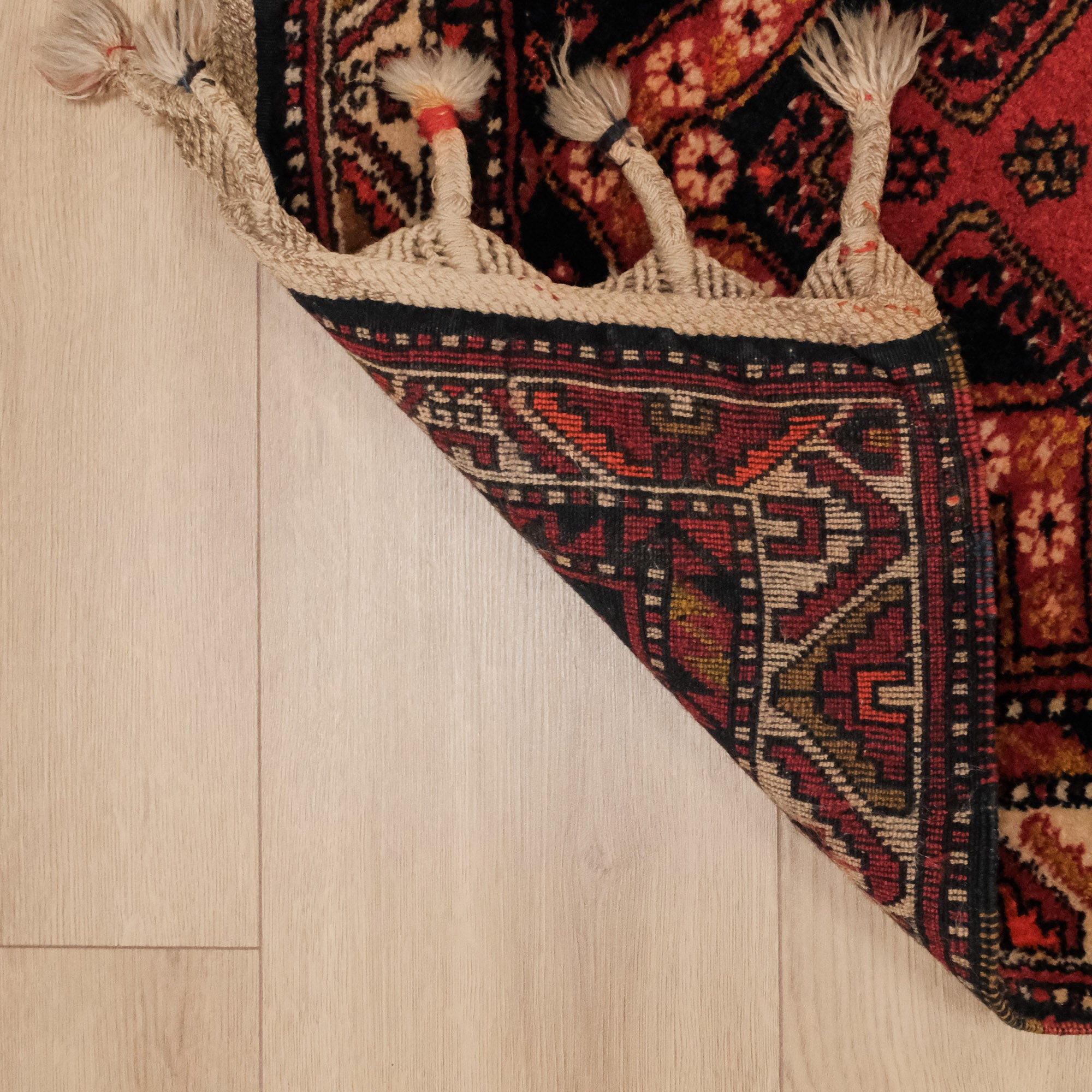 Hand Woven Anatolian Patterned Antep Kök Dye Certified 80 Year Old Orange Wool Carpet