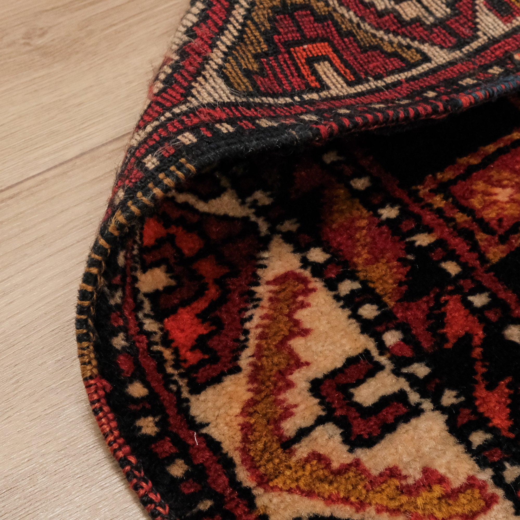 Hand Woven Anatolian Patterned Antep Kök Dye Certified 80 Year Old Orange Wool Carpet