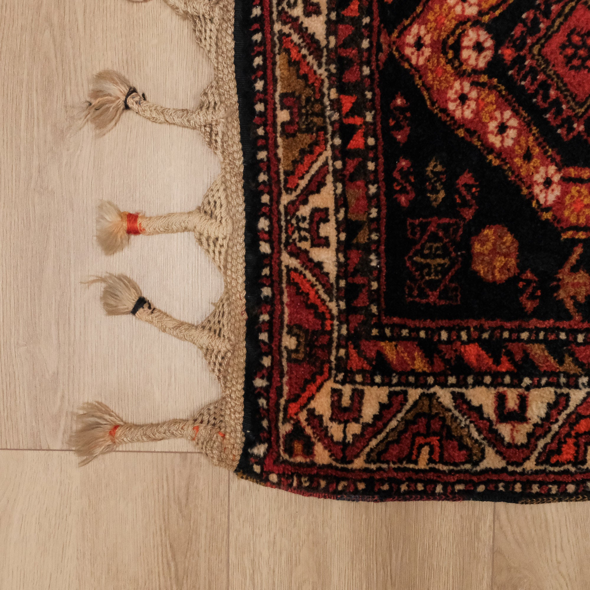 Hand Woven Anatolian Patterned Antep Kök Dye Certified 80 Year Old Orange Wool Carpet