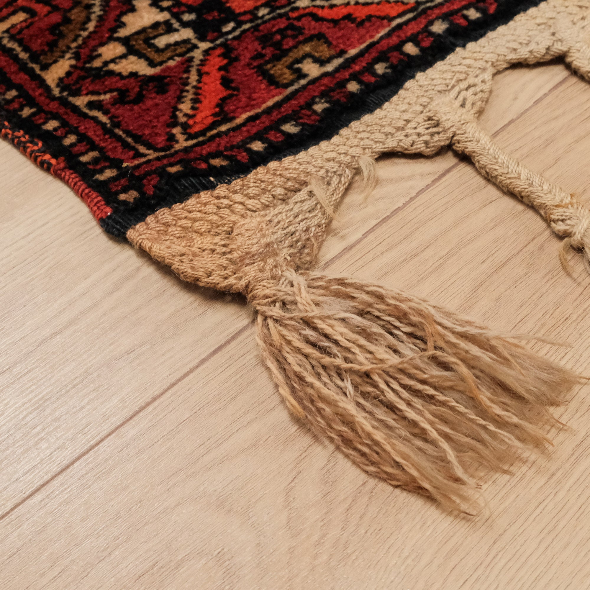 Hand Woven Anatolian Patterned Antep Kök Dye Certified 80 Year Old Orange Wool Carpet