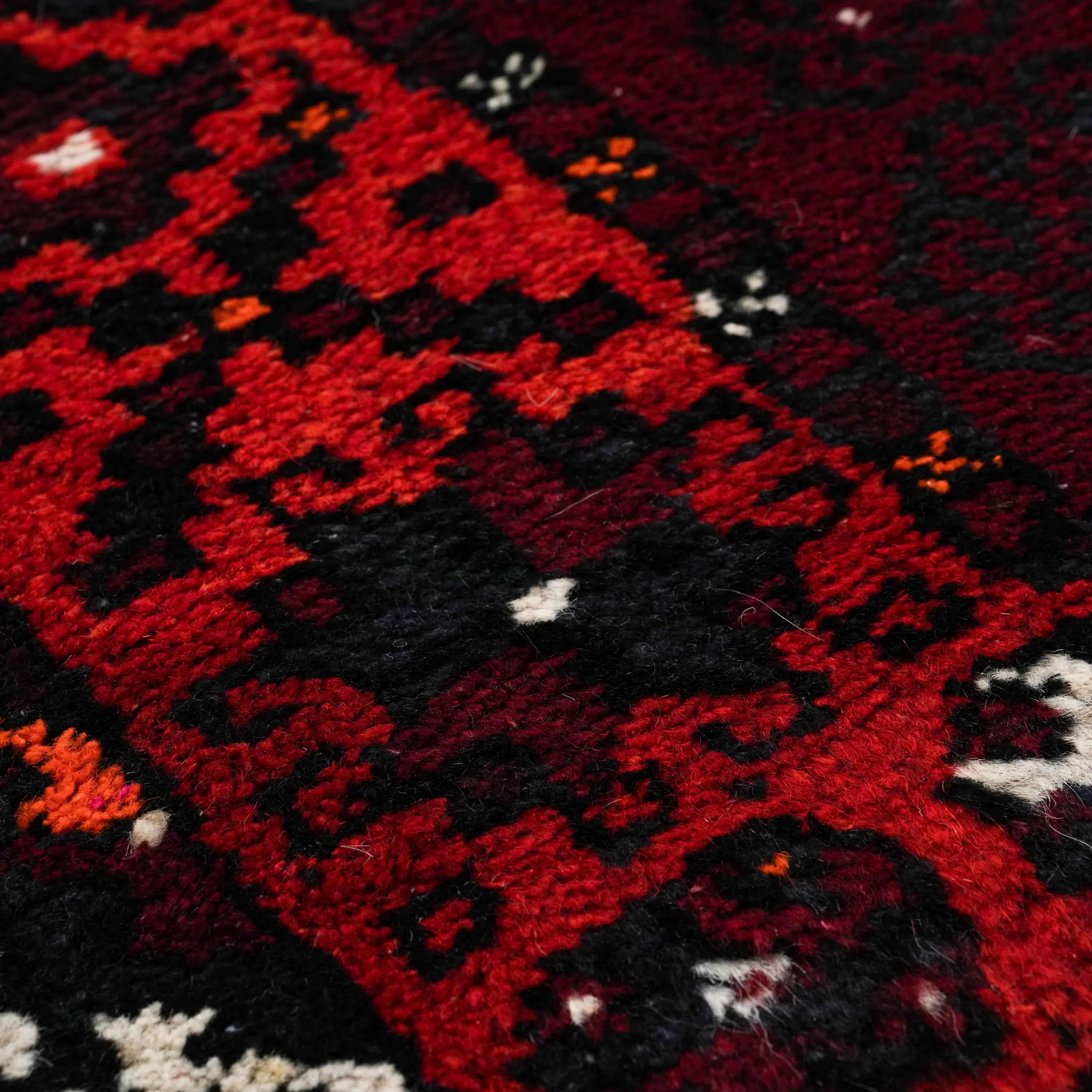 Handwoven Anatolian Patterned Burgundy 80+ Years Root Dye Kirmen Rug