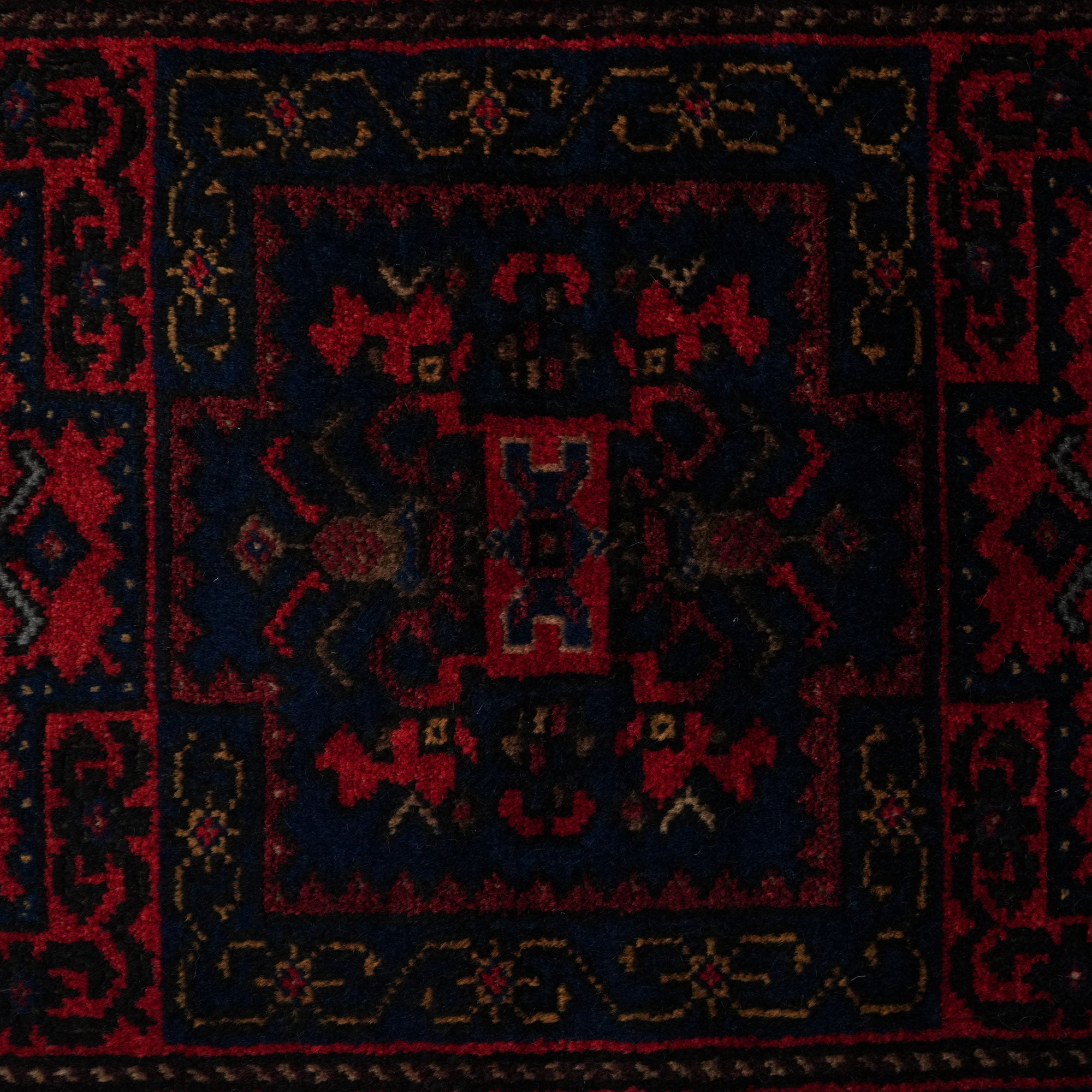 The Handwoven Anatolian Patterned Burgundy Wool Chest Old Taşpınar Rug Pillow