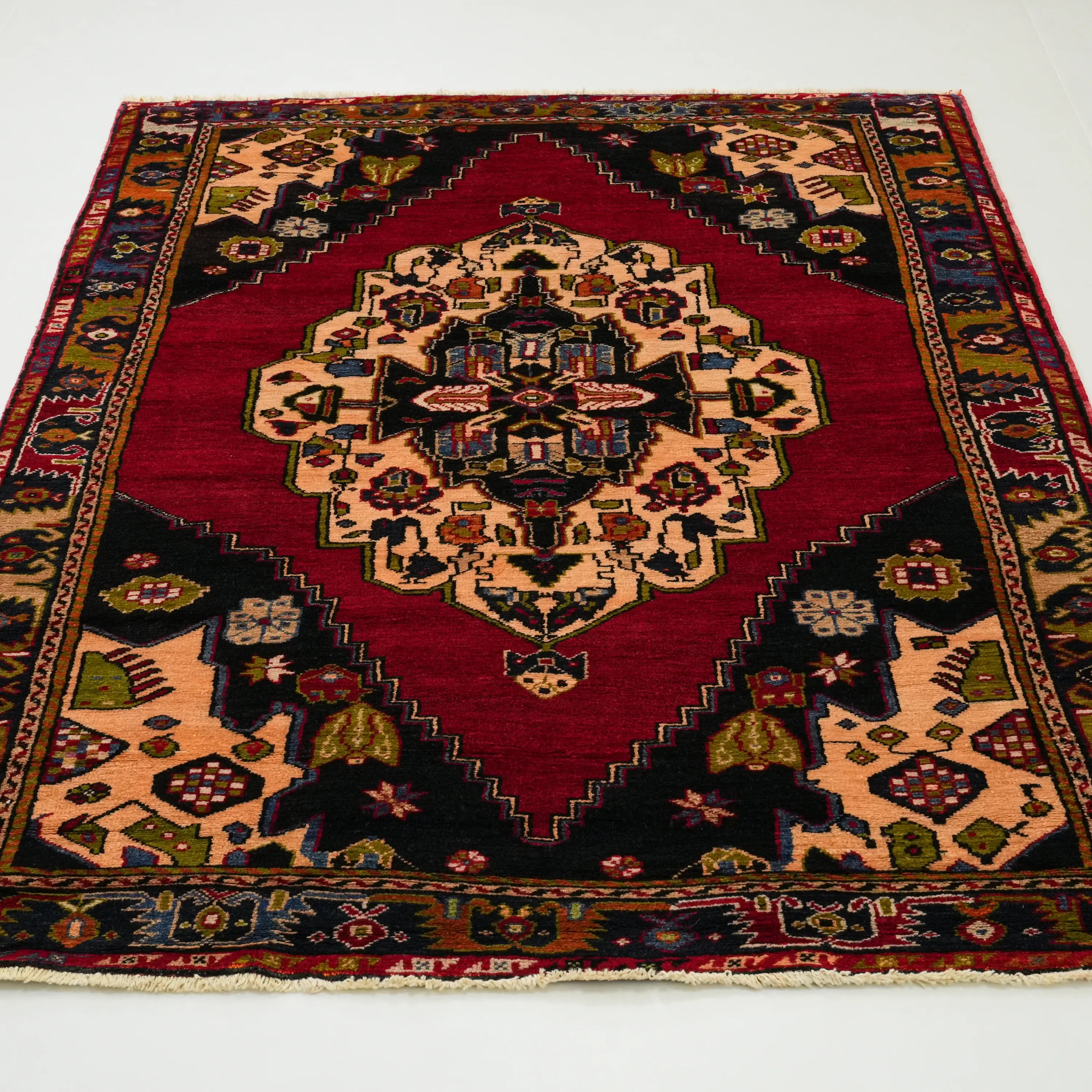 El Dokuma Anadolu Desenli Konya Karapınar Köy Dokuma Sandık Eskisi Yün Halı