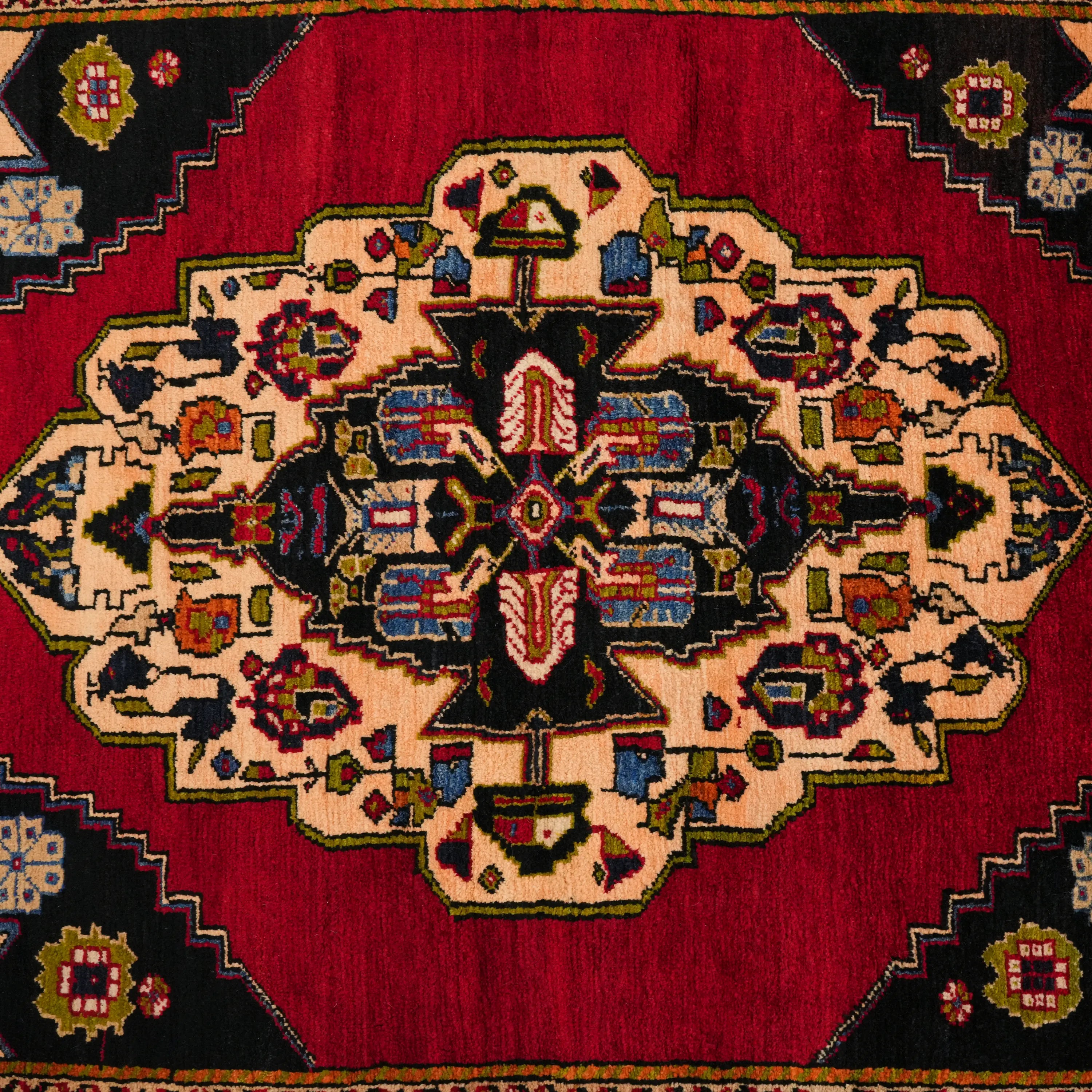 El Dokuma Anadolu Desenli Konya Karapınar Köy Dokuma Sandık Eskisi Yün Halı